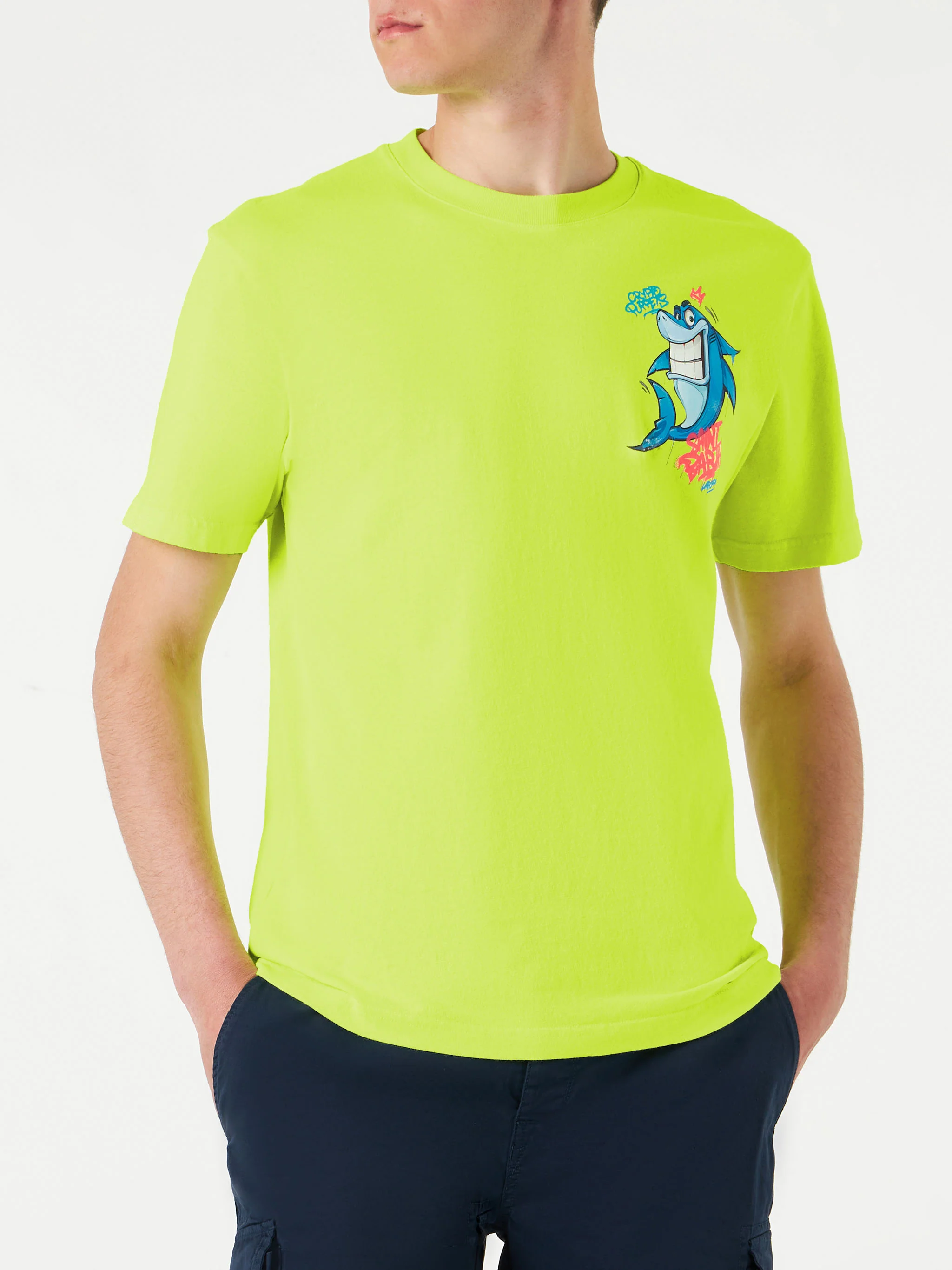 Portofino fluo yellow cotton Crypto shark t-shirt | Special Edition - Image 4