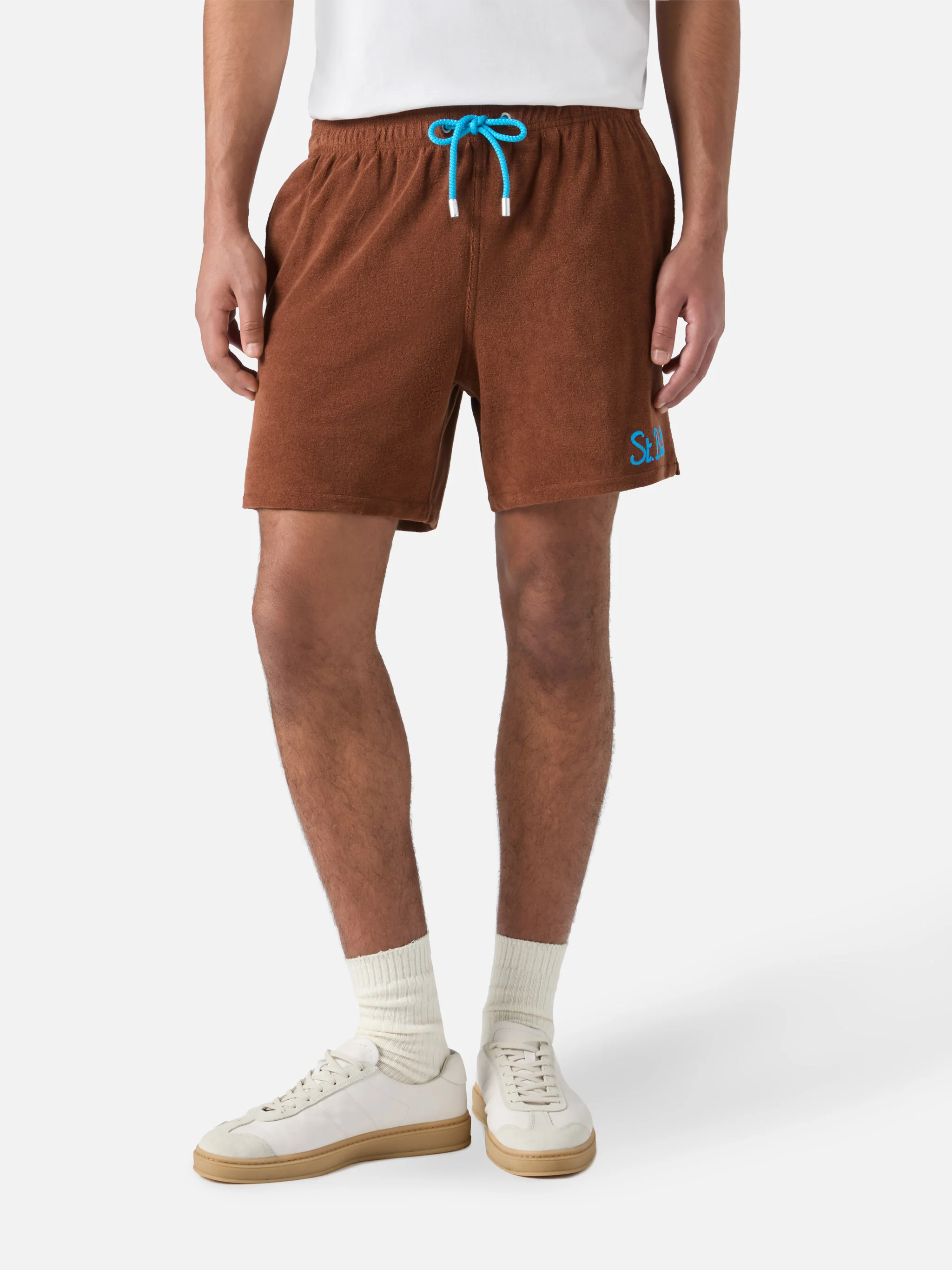 Gustavia terry swim shorts in brown - Image 2