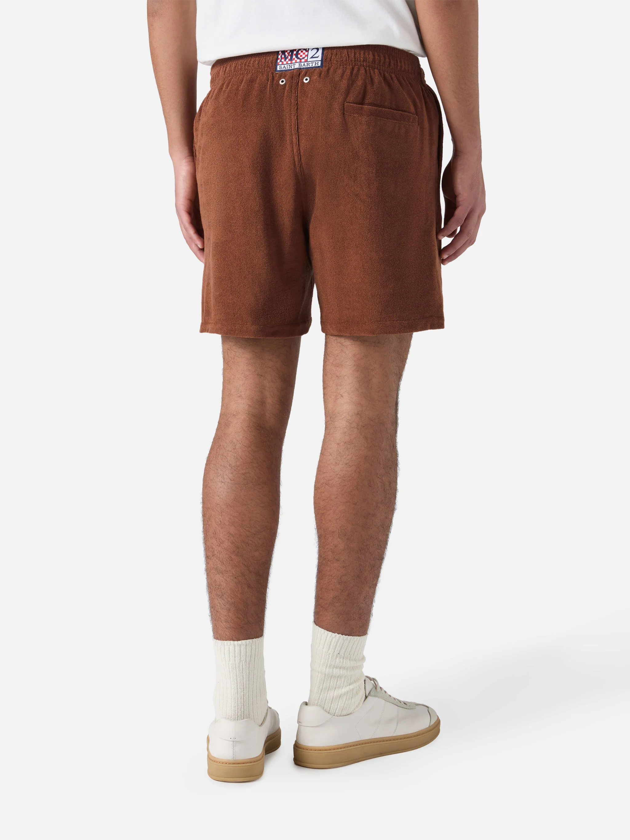Gustavia terry swim shorts in brown - Image 4