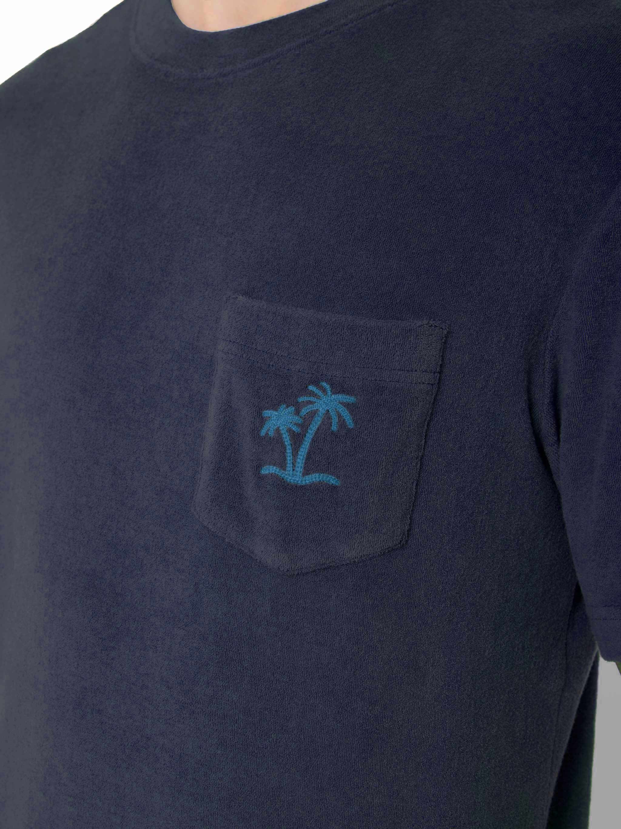 Gary navy terry t-shirt with pocket - Image 2