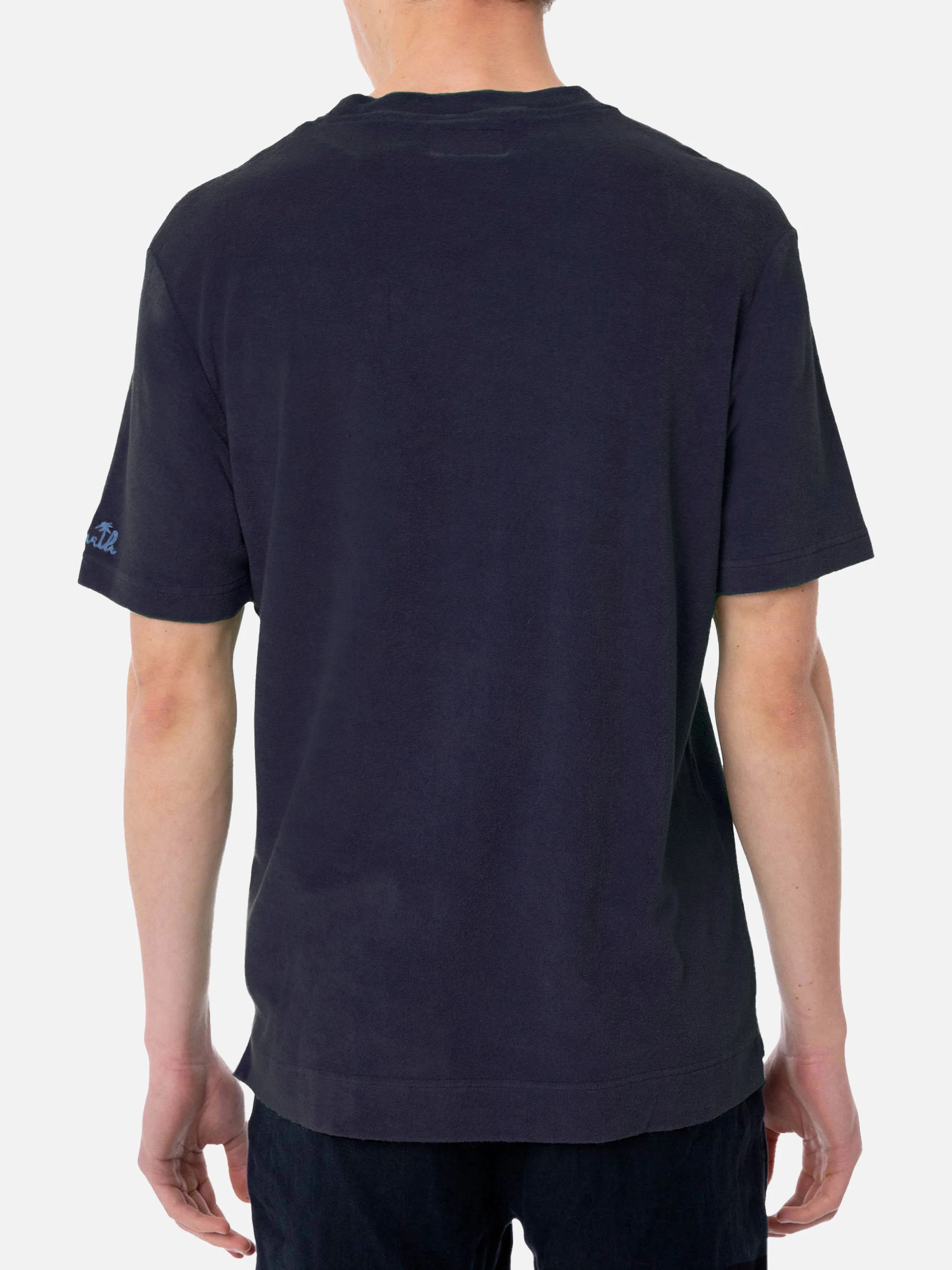 Gary navy terry t-shirt with pocket - Image 3