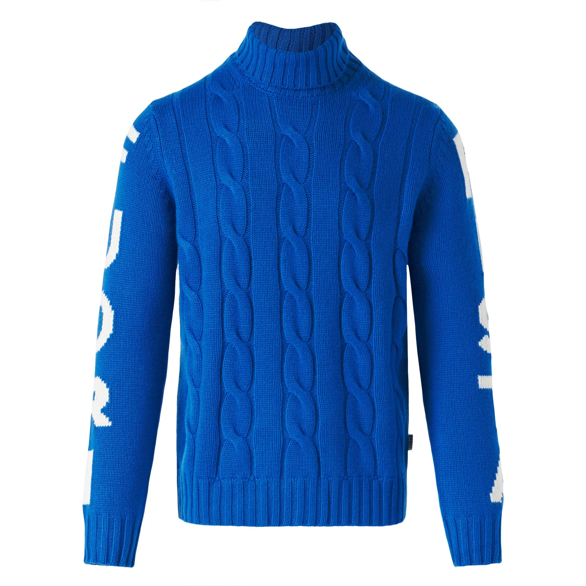 Fisherman cable-knit turtleneck sweater with Fuori pista jacquard blue - Image 4