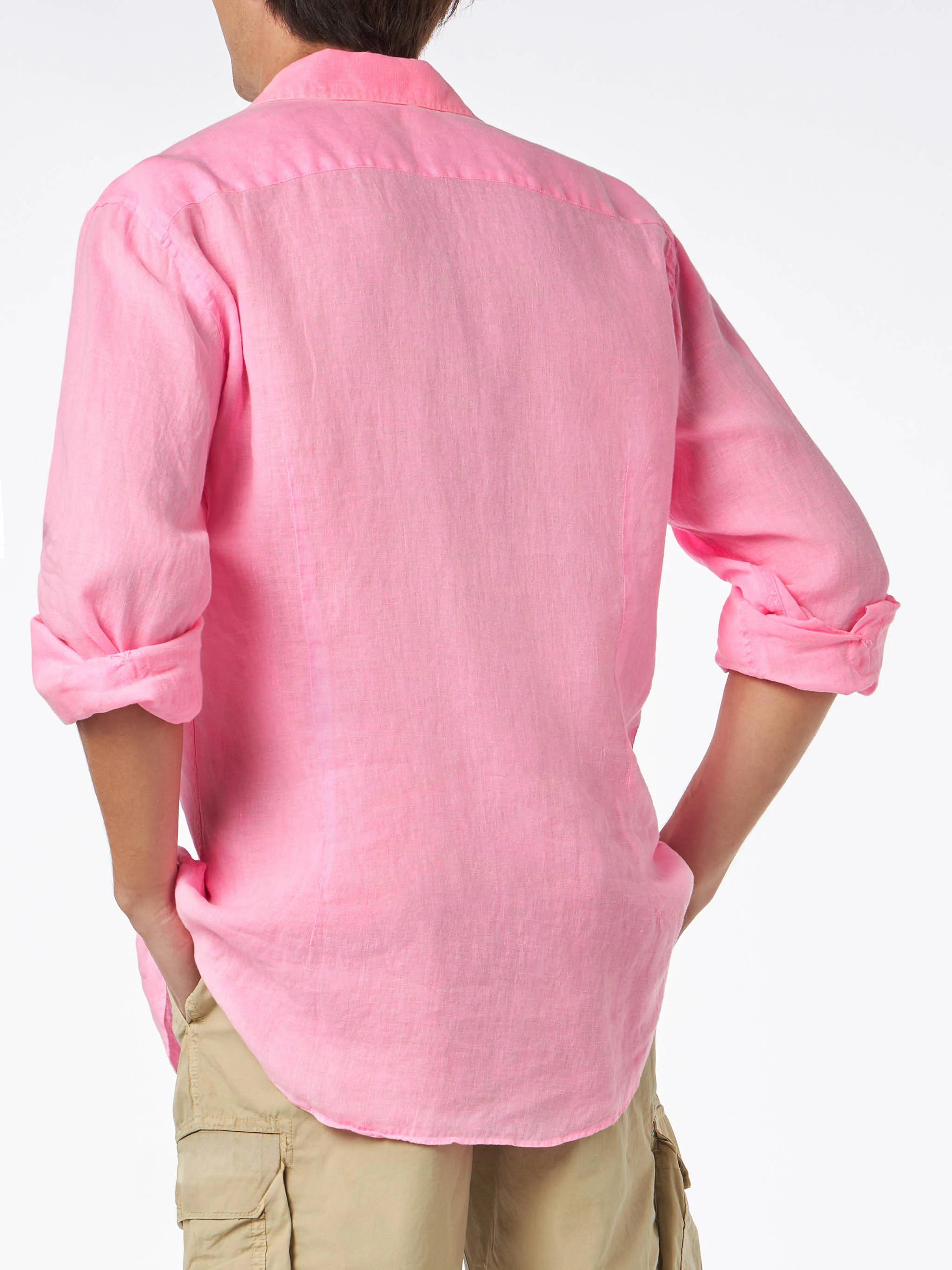 Pamplona fluo pink watercolor linen shirt - Image 2
