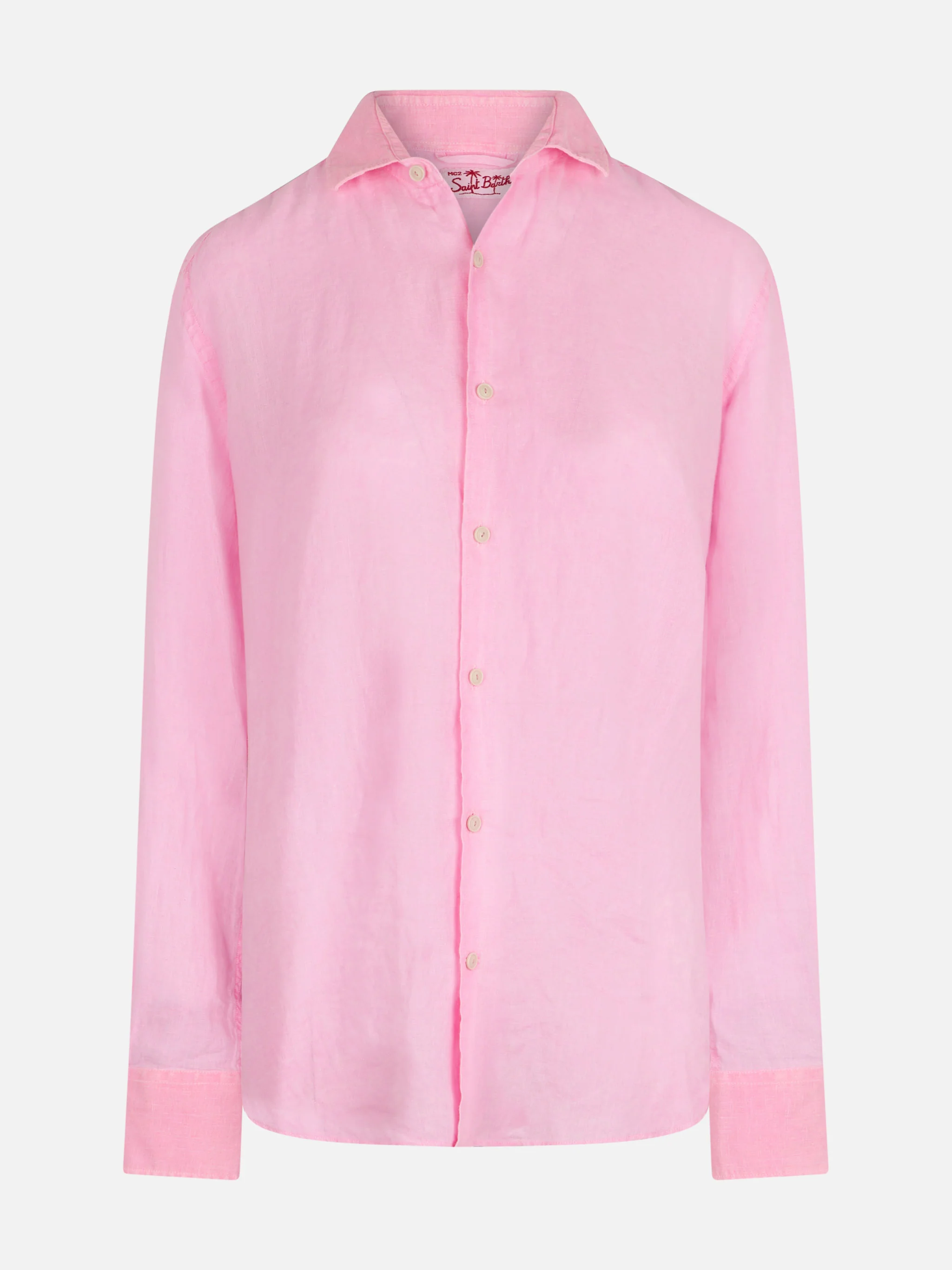 Pamplona fluo pink watercolor linen shirt - Image 4