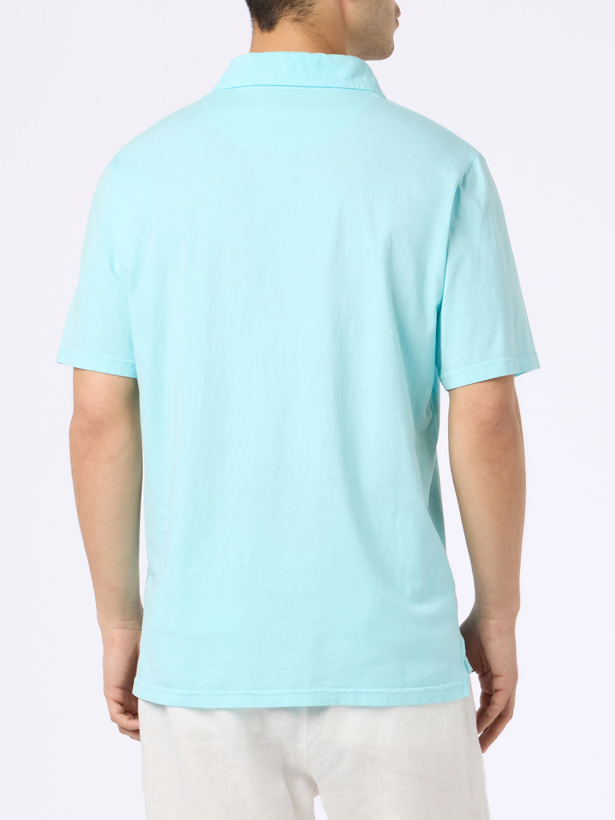 Brighton water green cotton jersey polo shirt - Image 3