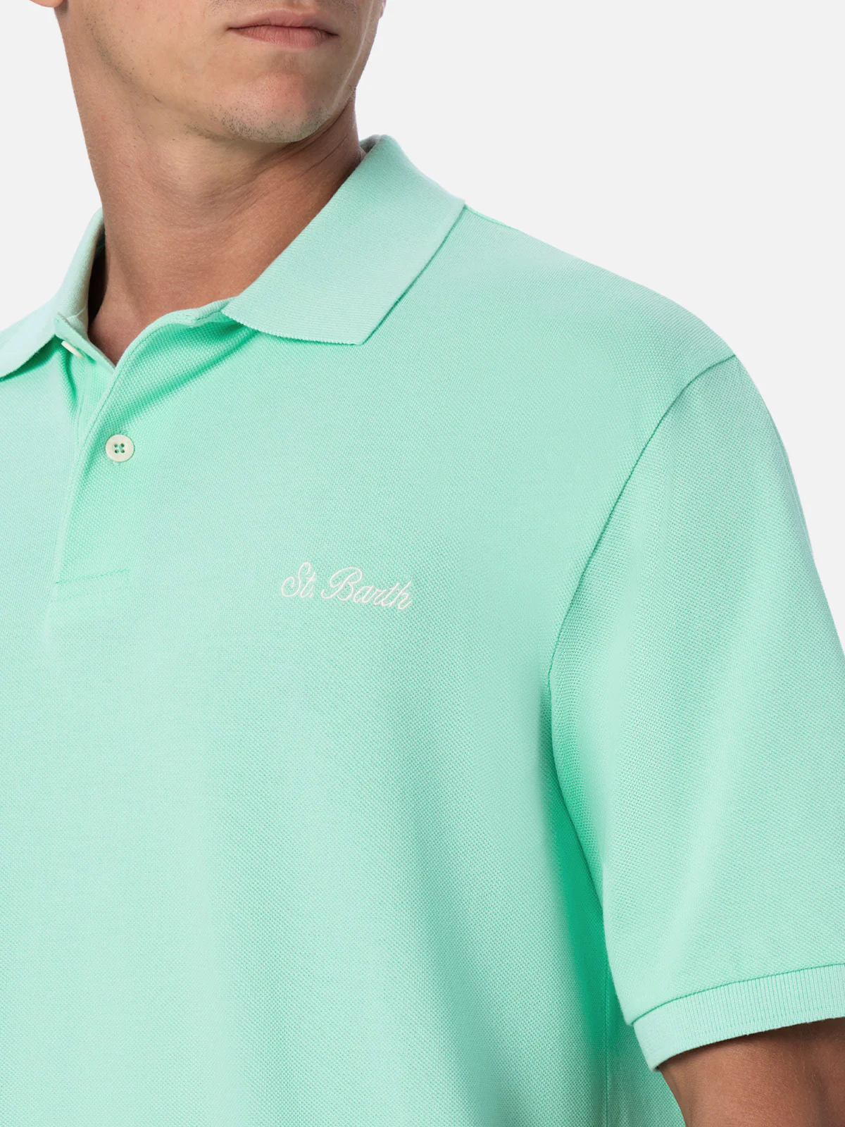 Beverly Hills water green cotton piquet polo - Image 2
