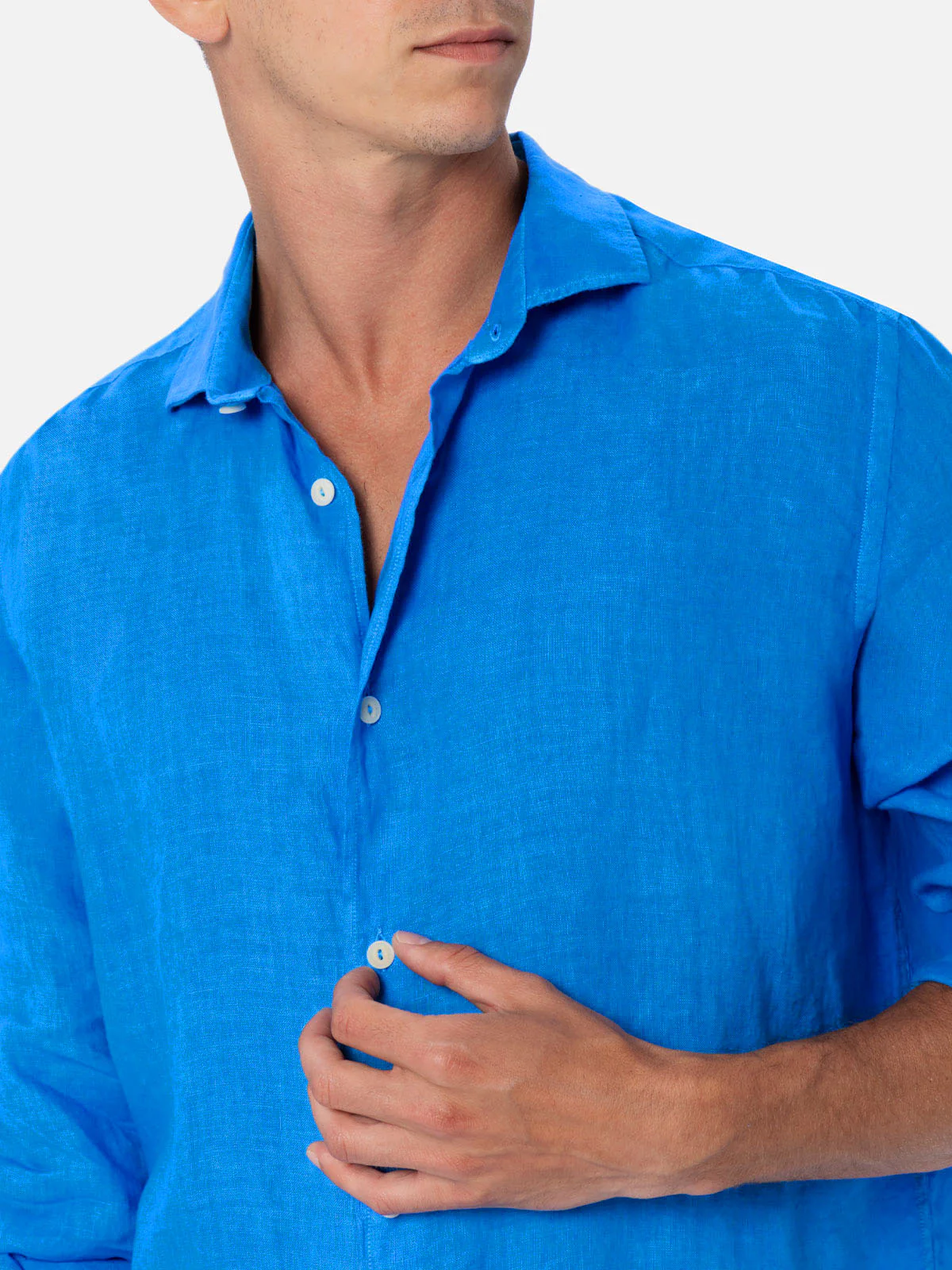 Pamplona watercolor bluette linen shirt - Image 2