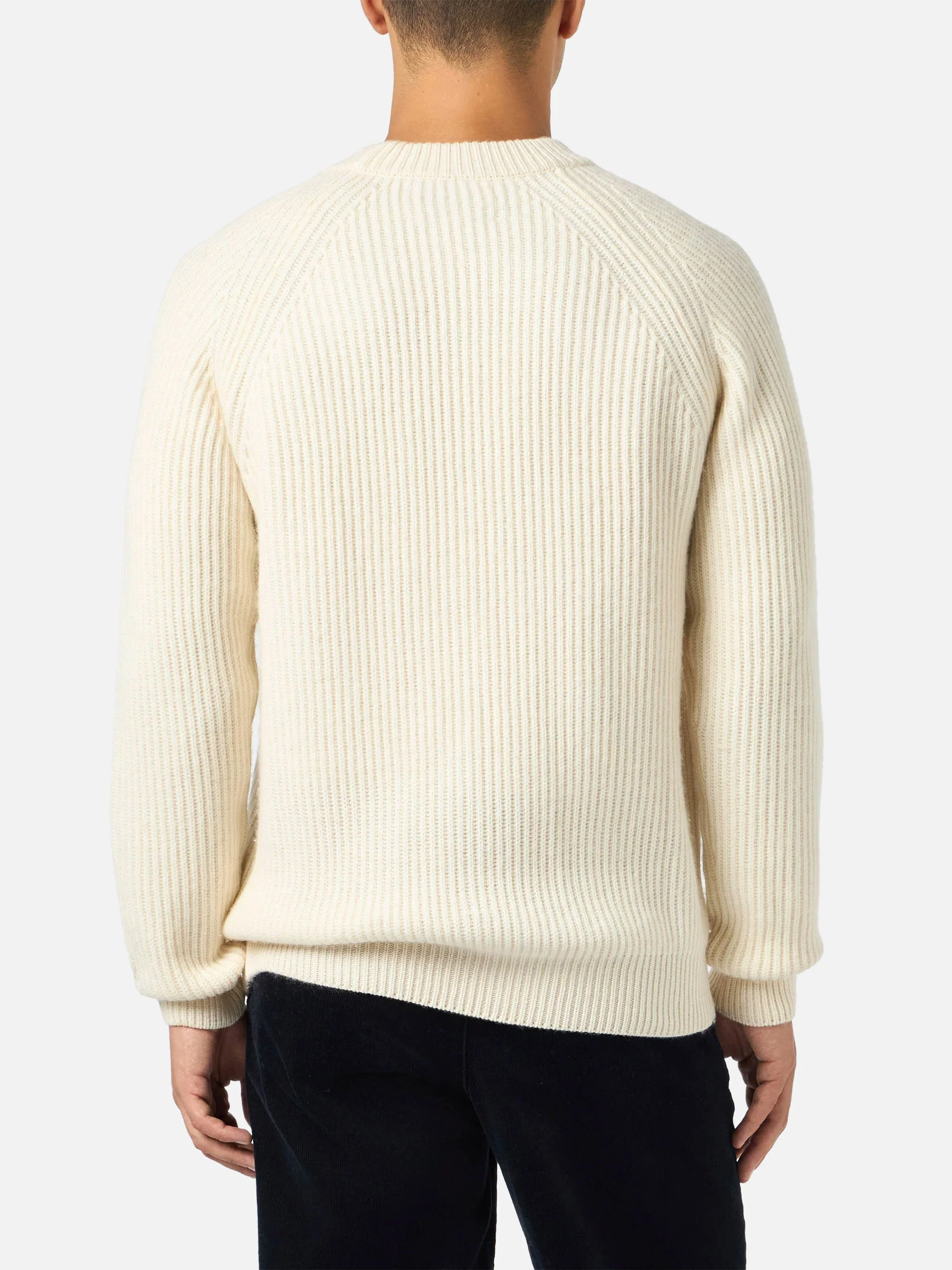BLENDED CASHMERE white ribbed sweater Marine - Image 3