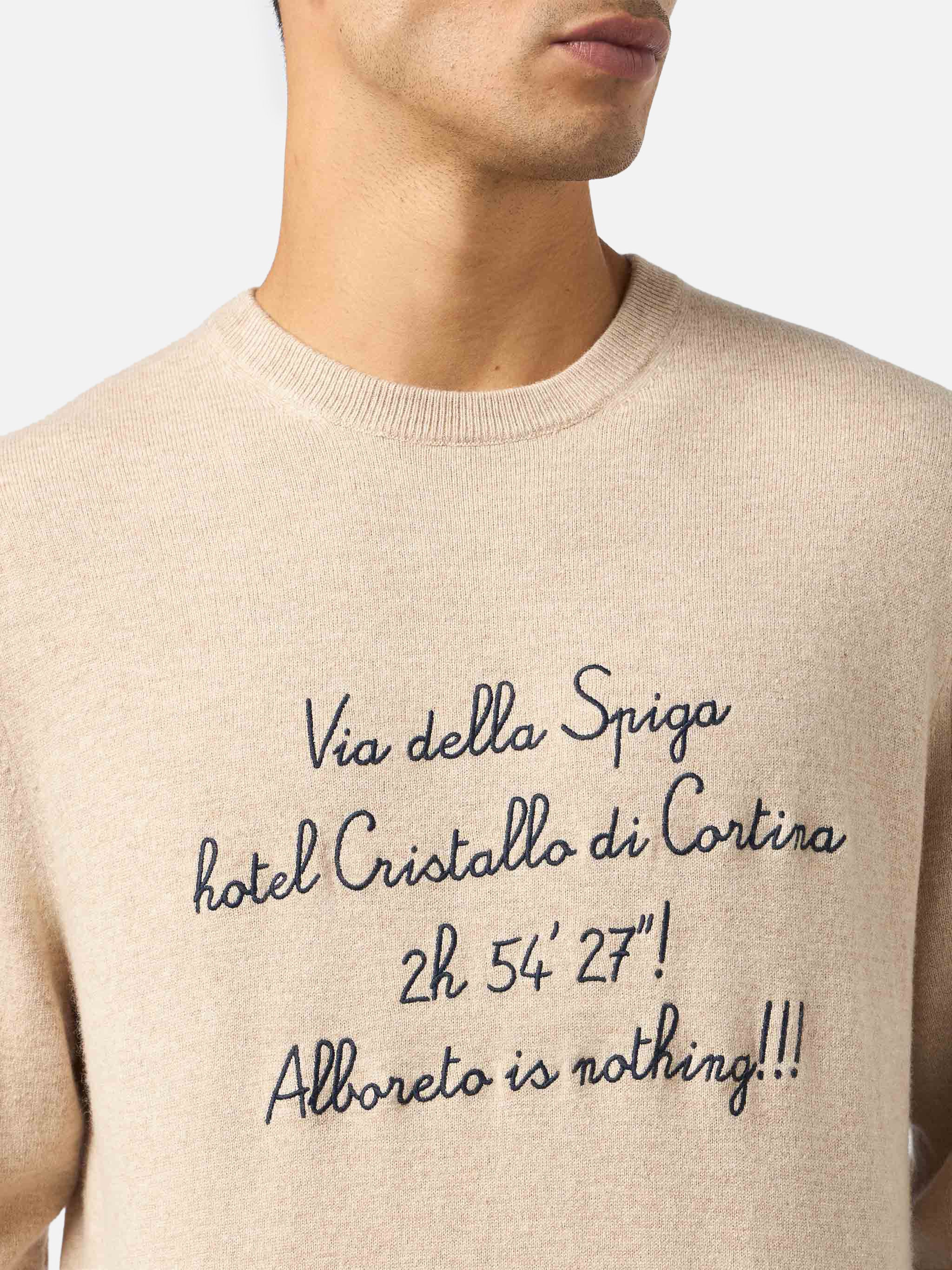 Crewneck Heron Light with Via della Spiga... embroidery | VACANZE DI NATALE SPECIAL EDITION - Image 2