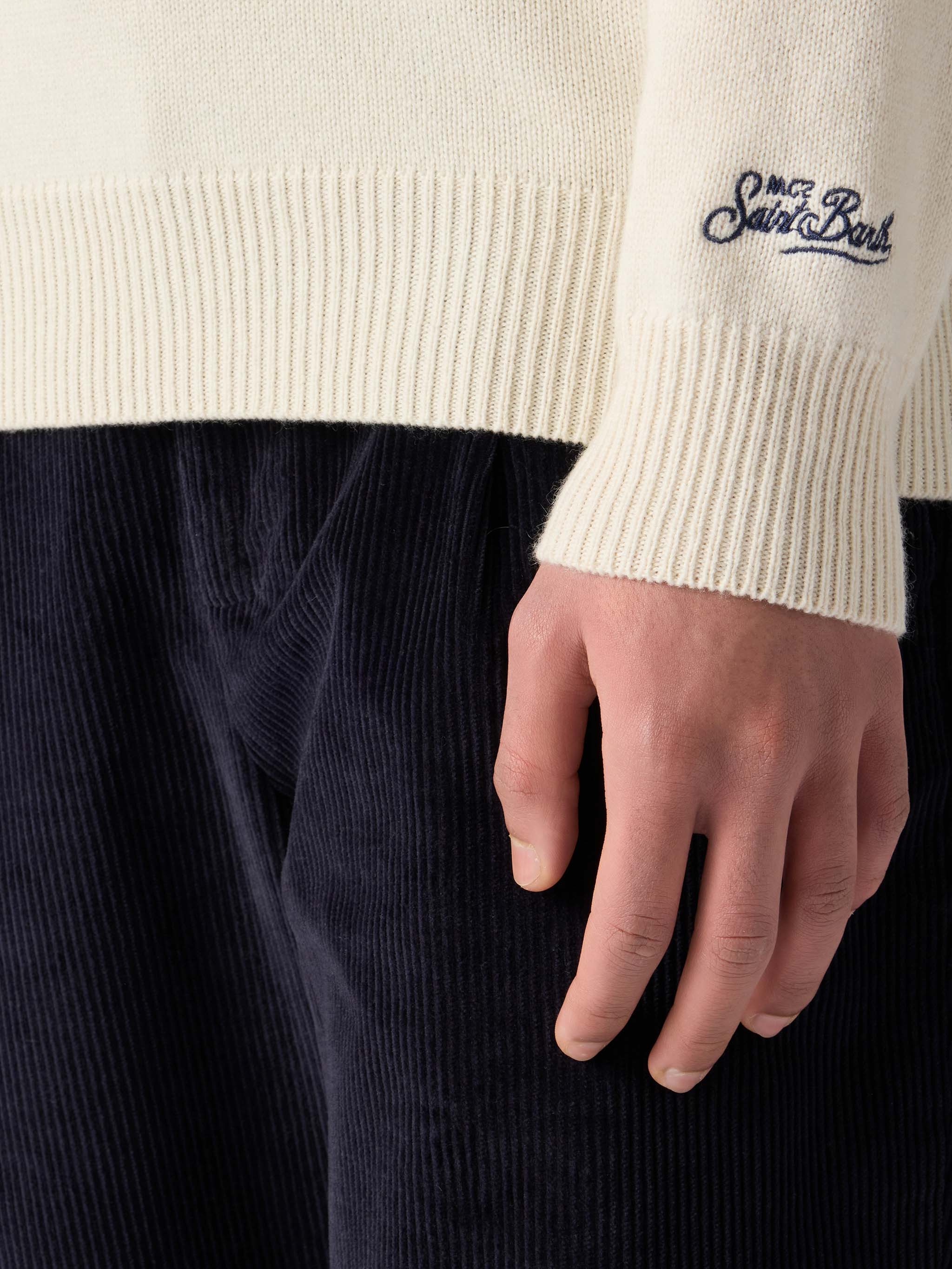 Heron Settimana in bianco embroidered sweater - Image 4