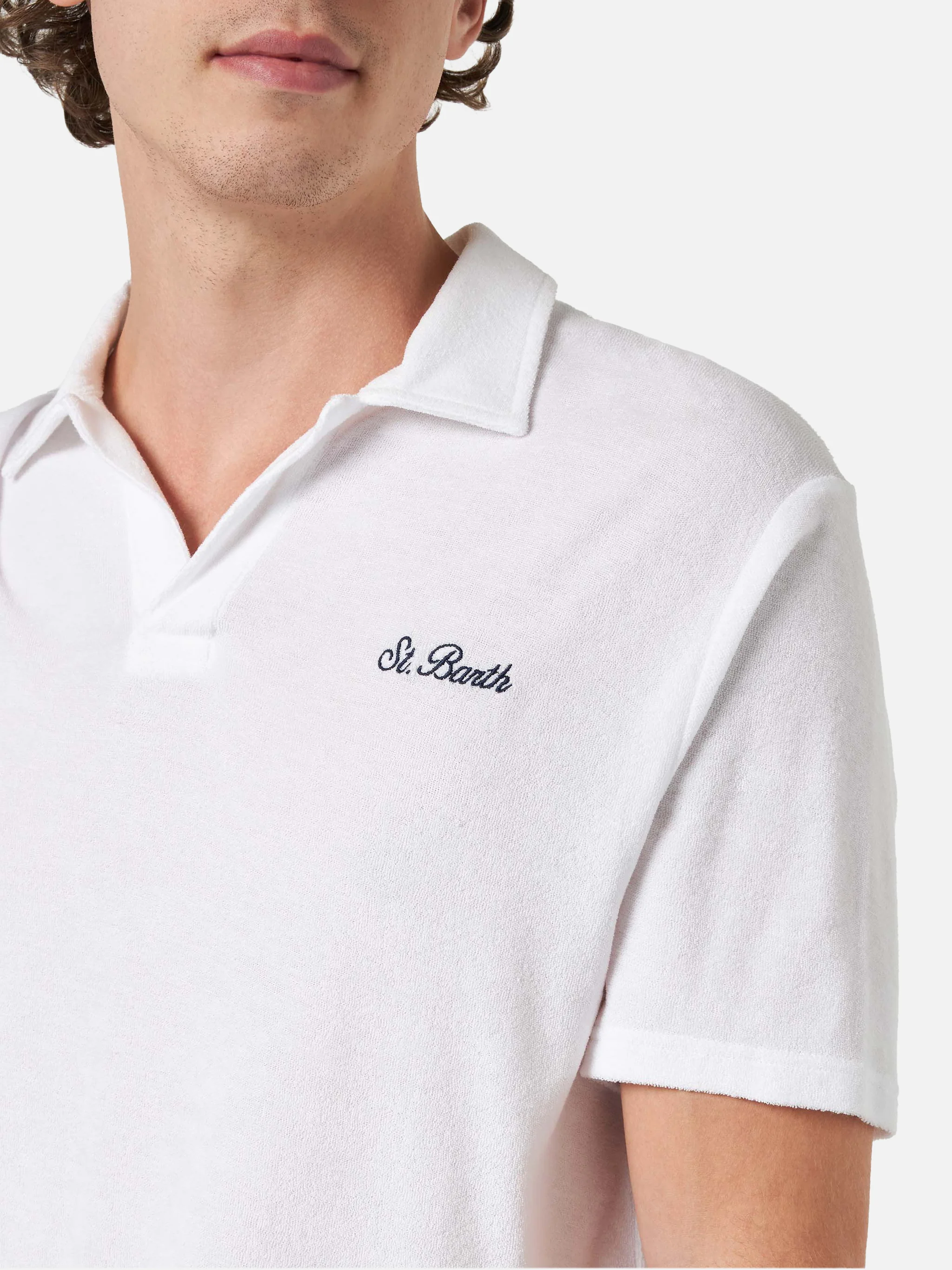 Jeremy white terry polo shirt - Image 4