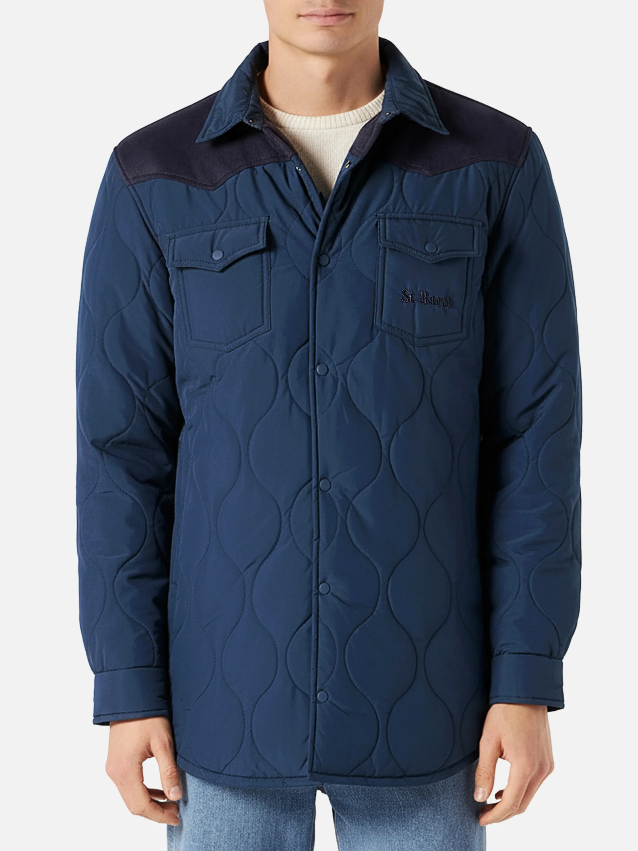 Chalet Tex navy padded overshirt