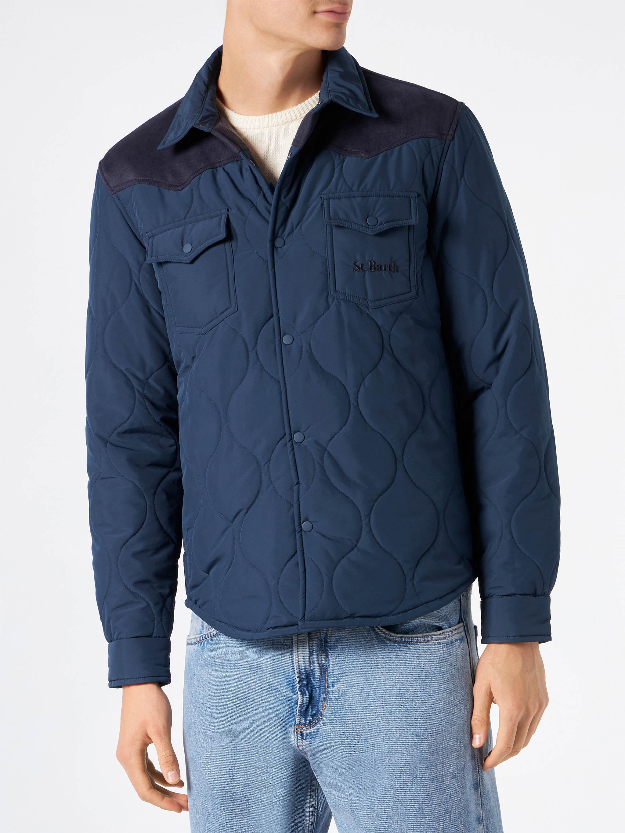 Chalet Tex navy padded overshirt - Image 2