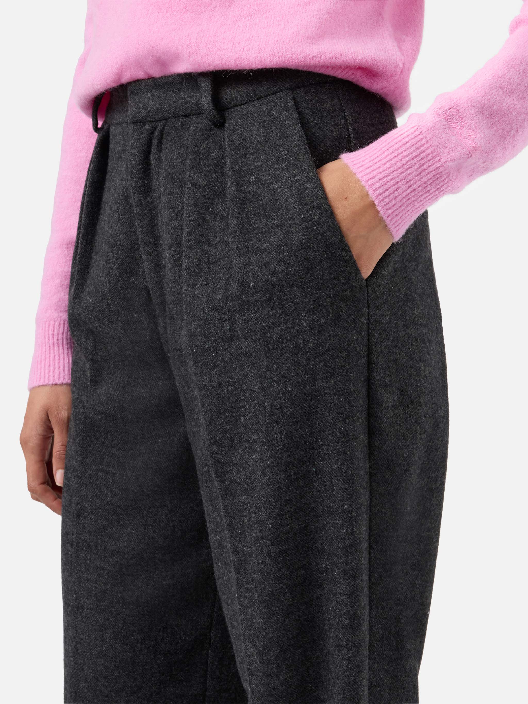 Marcel straight-leg trousers grey melange with pleats - Image 2
