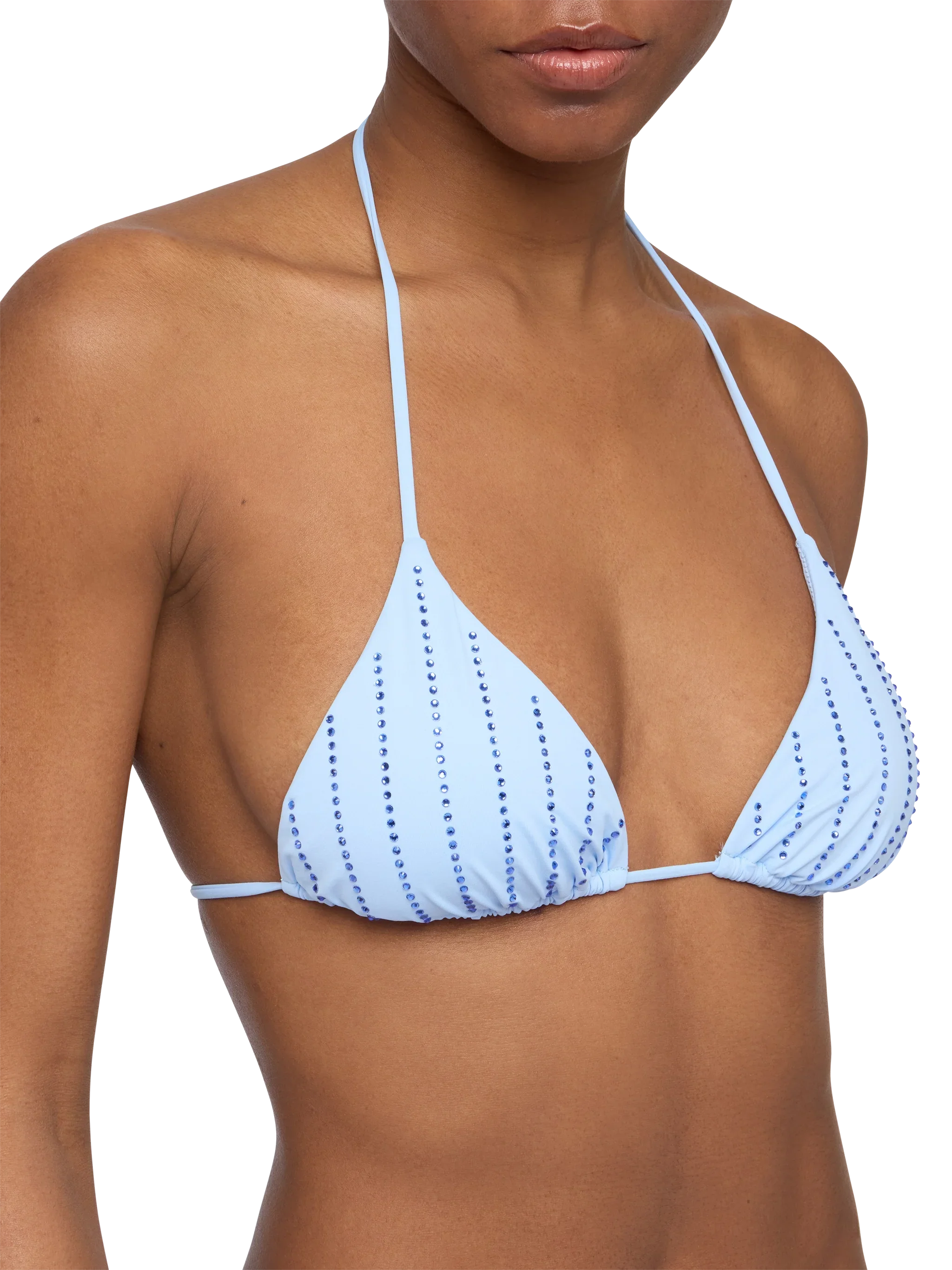 Light blue classic triangle bikini Leah Marielle with striped rhinestone embellishment - Image 5