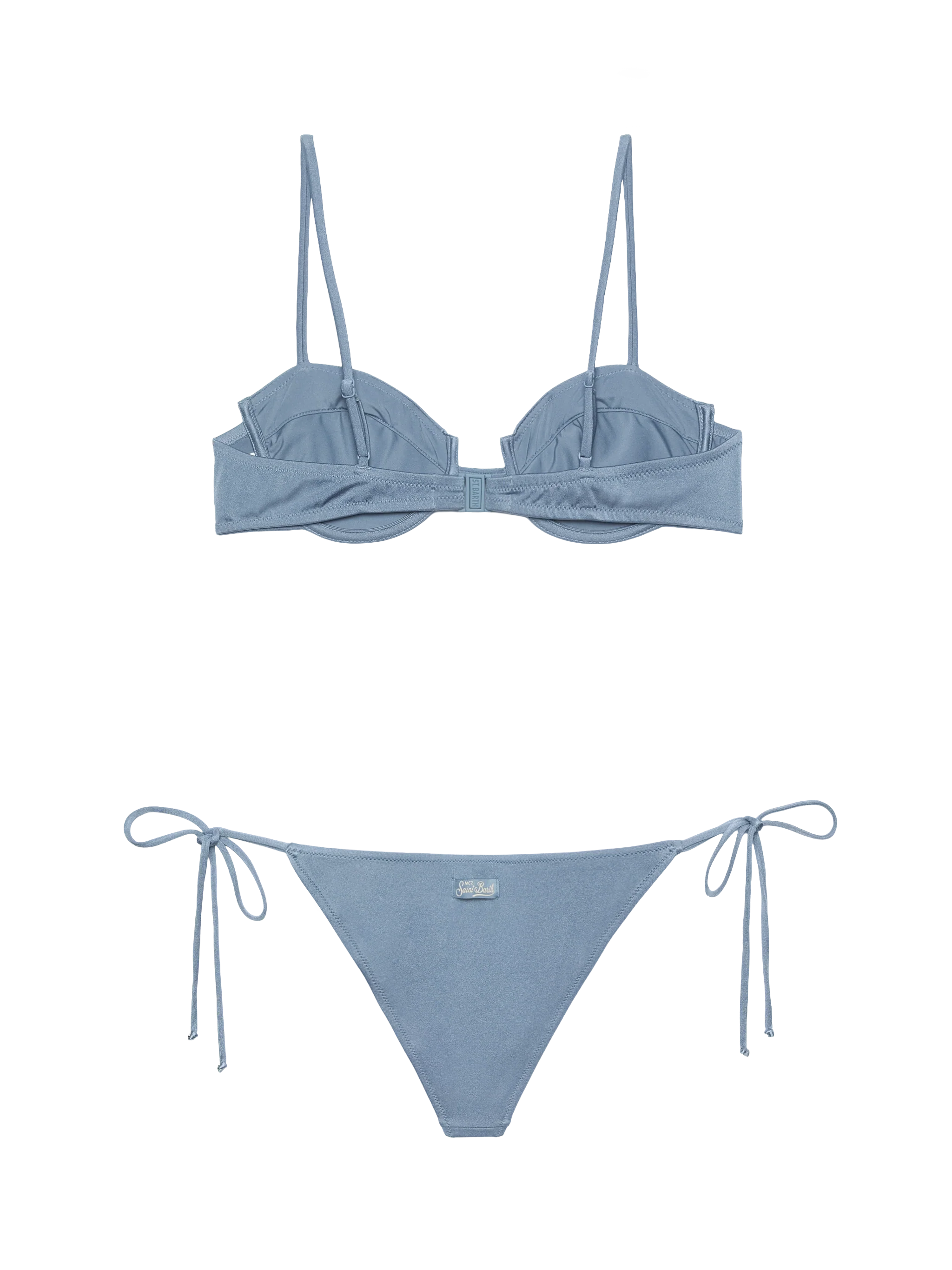 Salina Marielle underwire bralette bikini in shimmer avio blue - Image 3