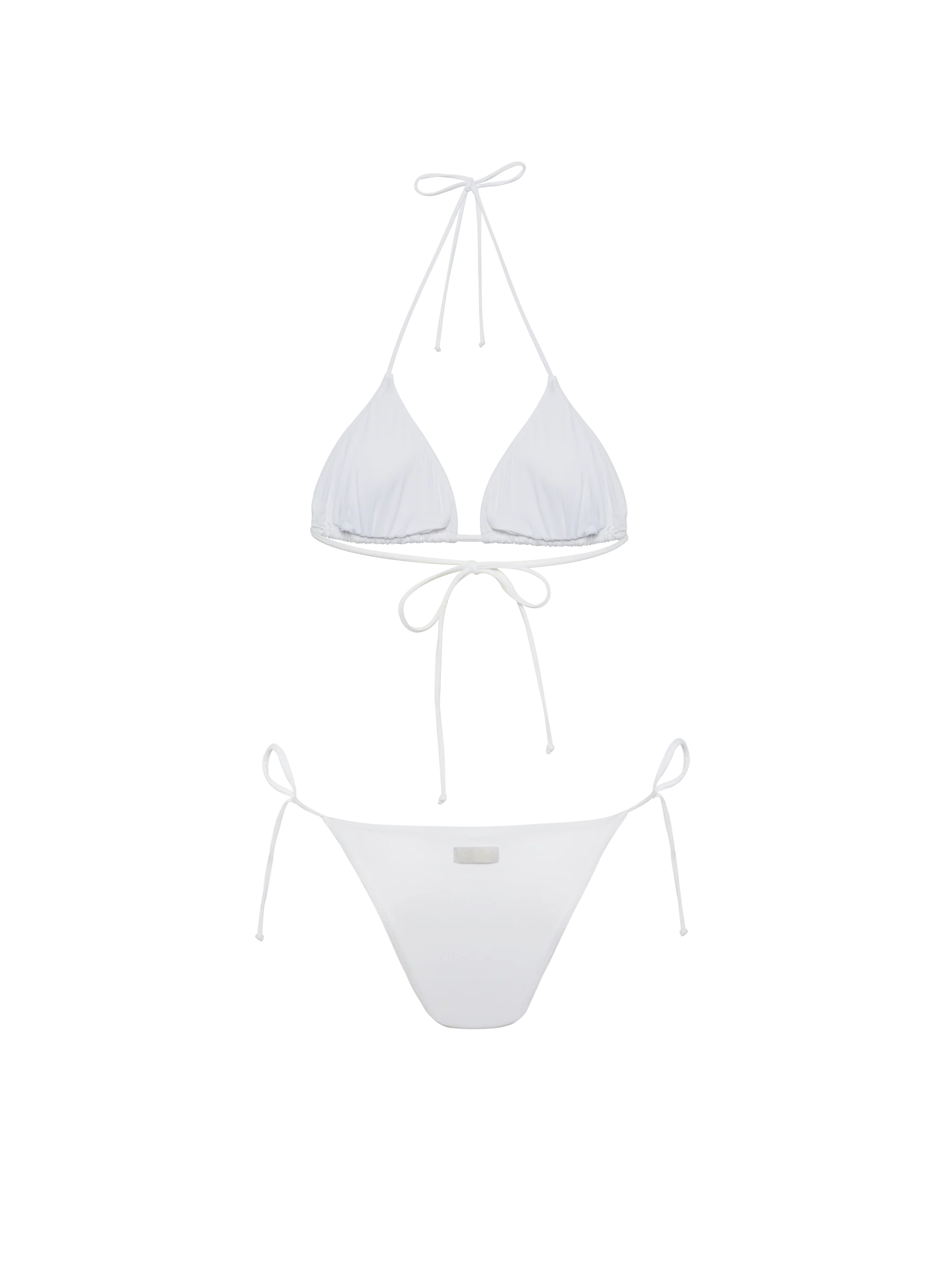White classic triangle bikini Leah Marielle with striped rhinestone embellishment - Image 3
