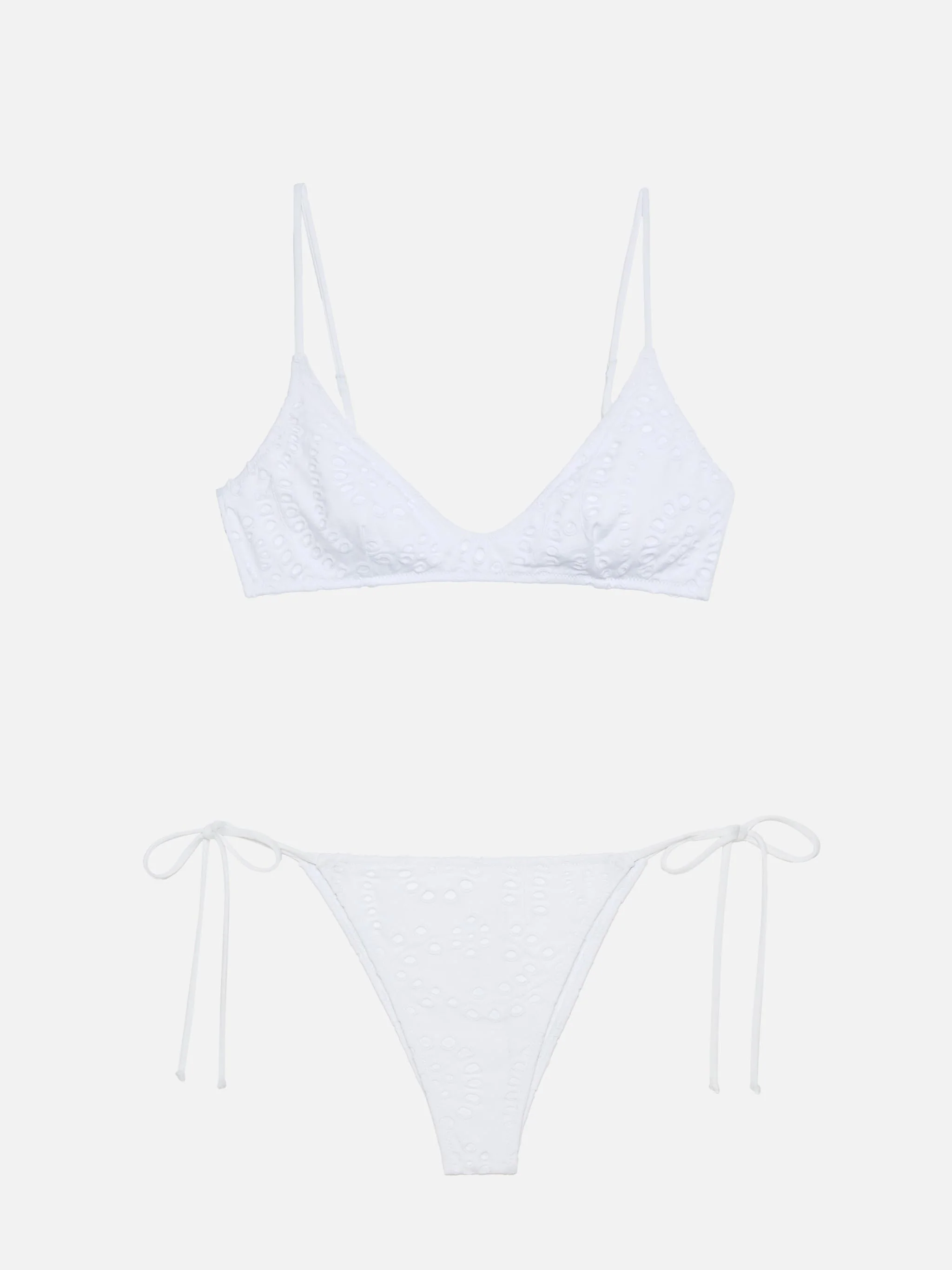 Paloma Marielle deep neck bralette bikini in white sangallo lace