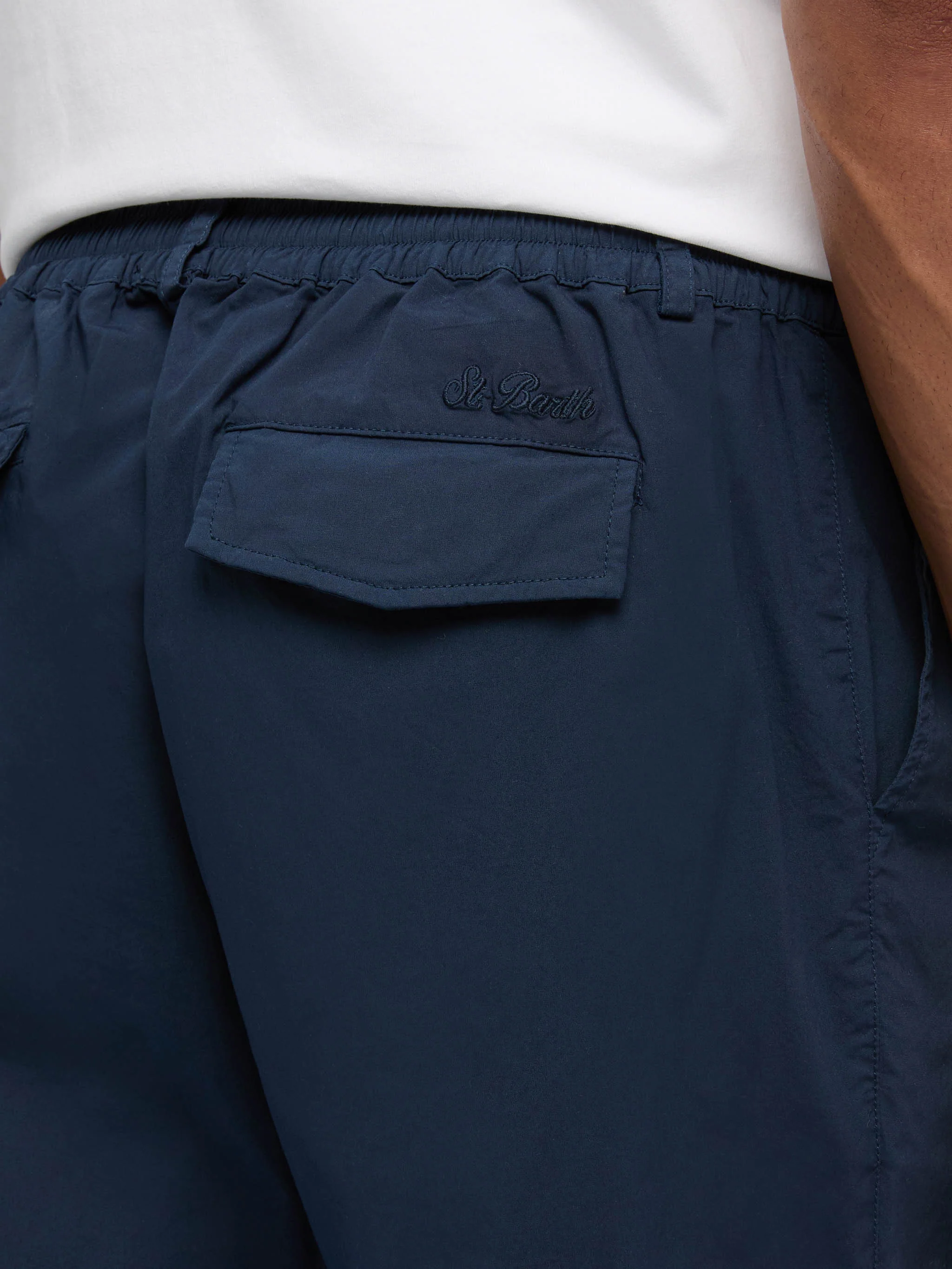 Marine blue cotton pants Calais with drawstring - Image 3