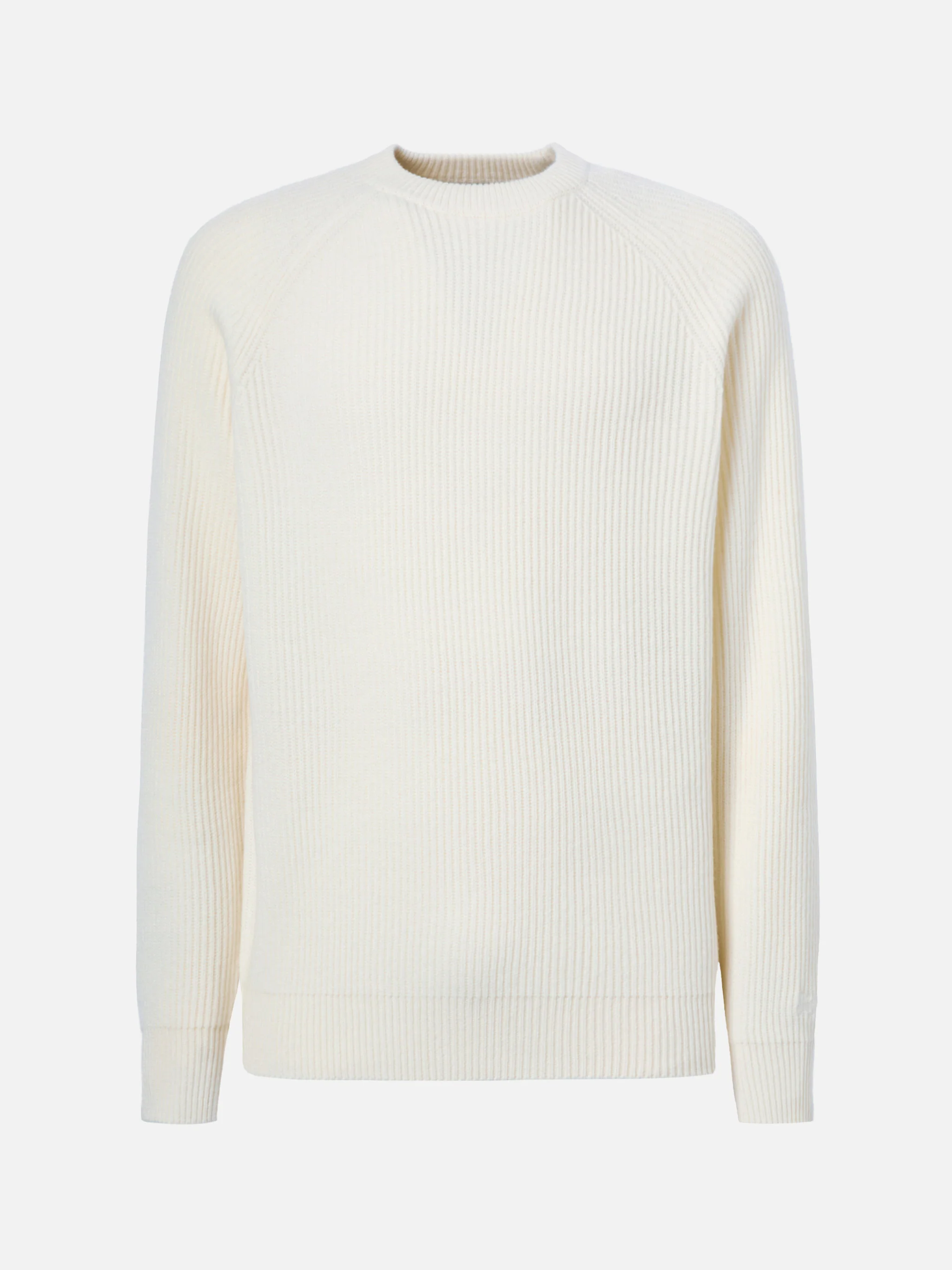 Marine pure-wool sweater in white with English rib knit - Image 5
