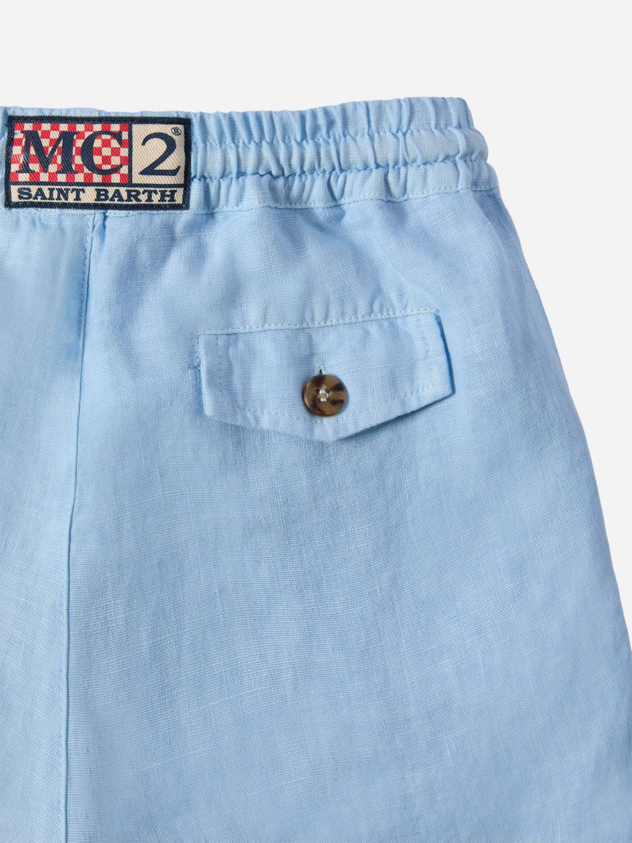 Light blue Marseille Jr shorts in linen - Image 2