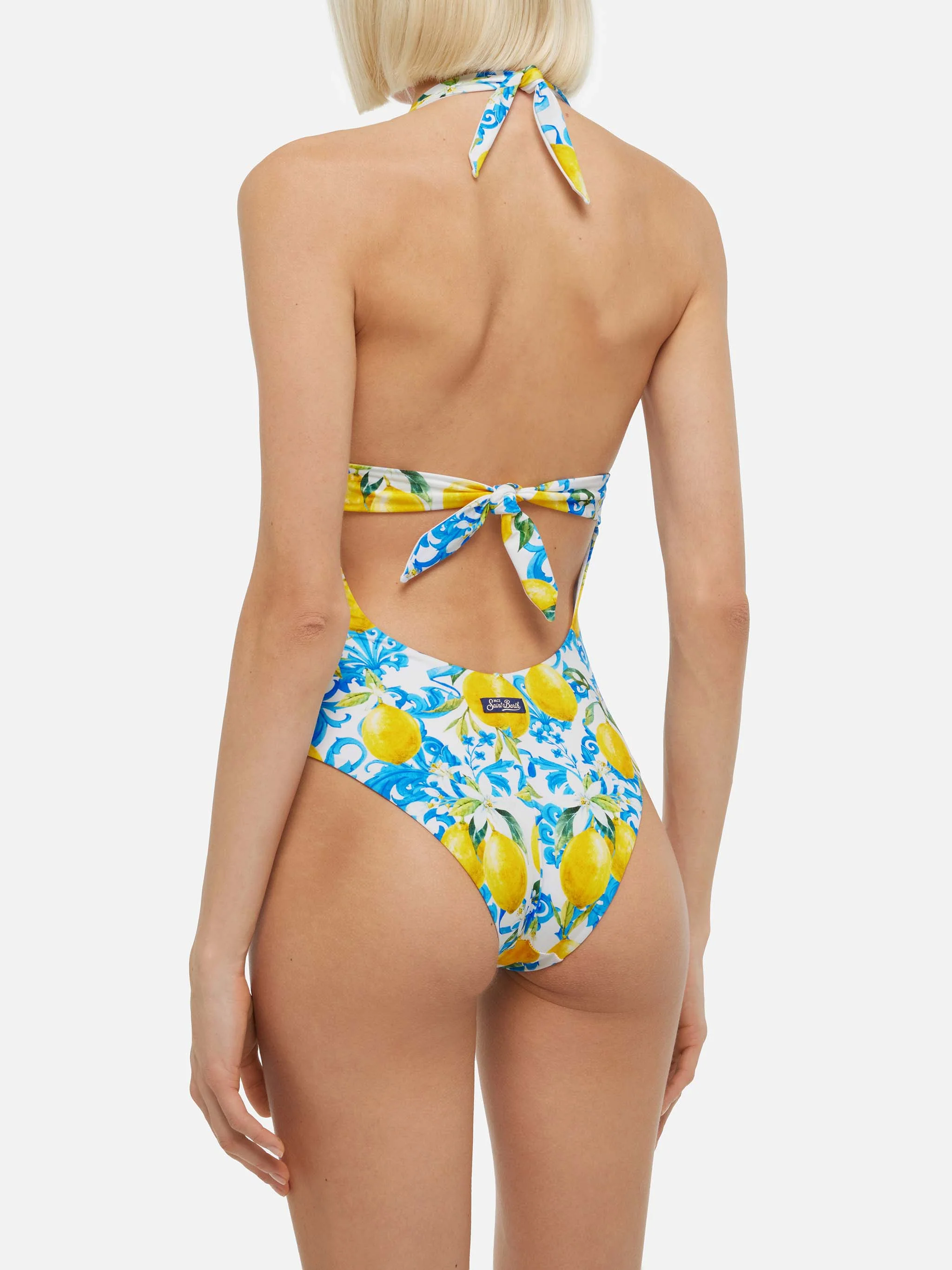 Marylin one-piece swimsuit with majolica print - Image 4