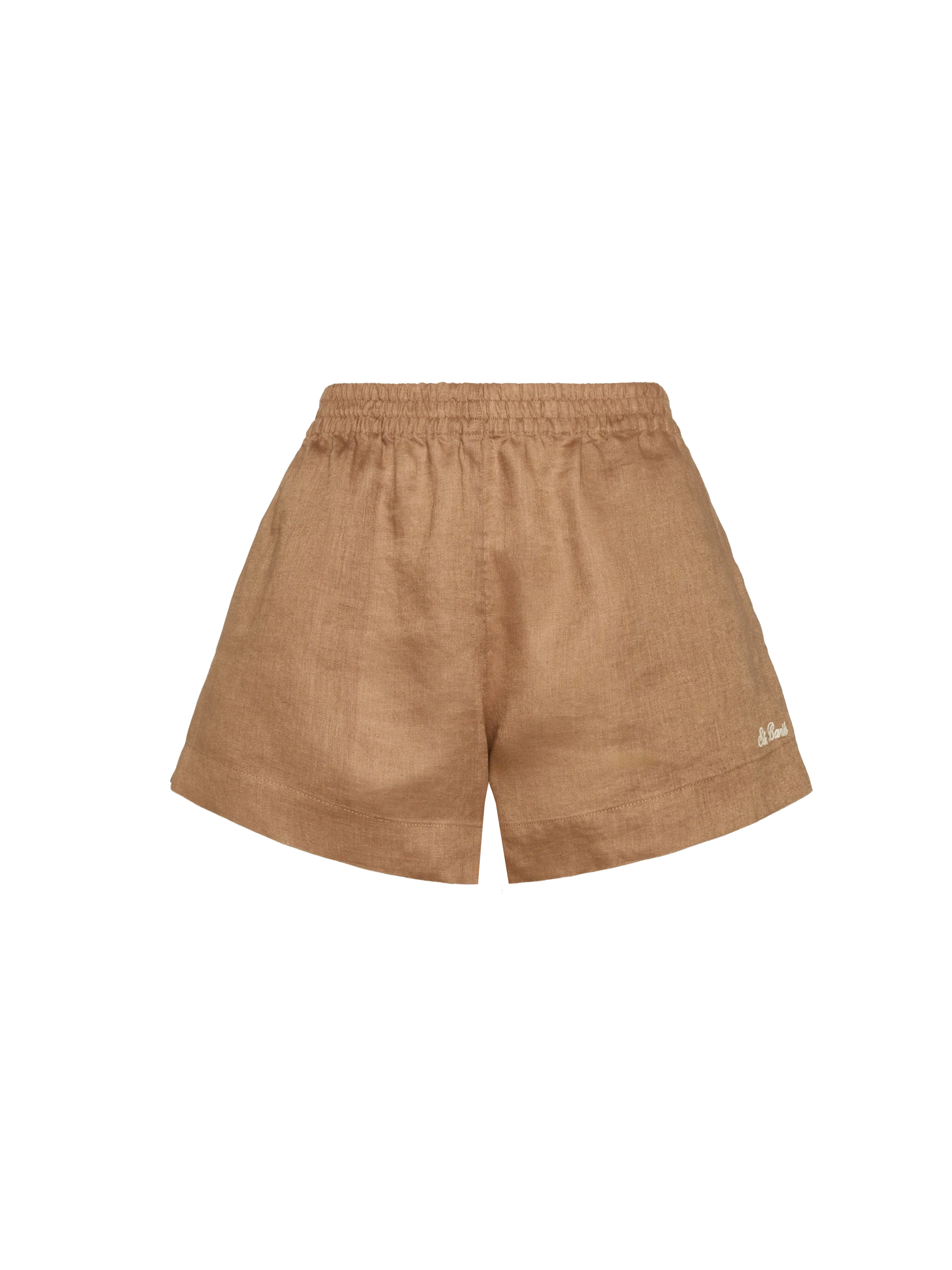 Meave camel brown linen pull up shorts - Image 5