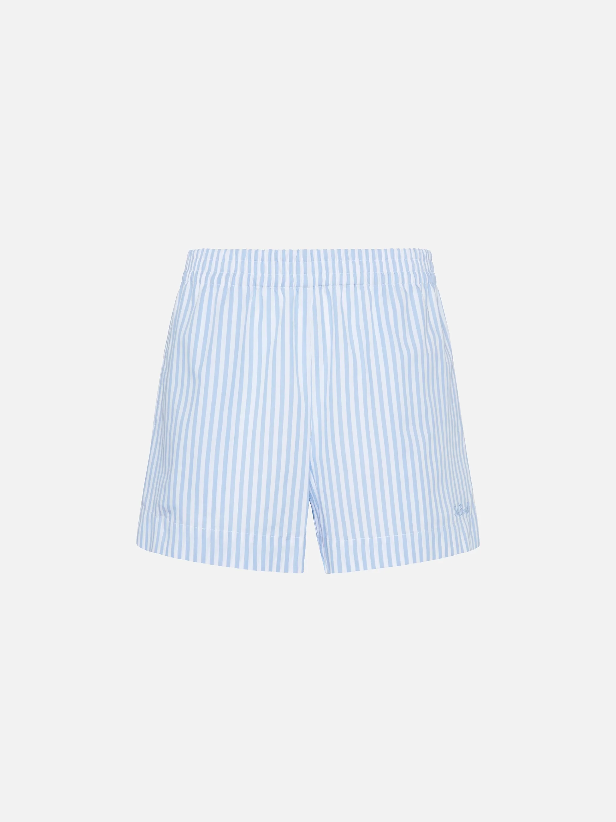 Meave cotton poplin pull up shorts with striped print - Image 5