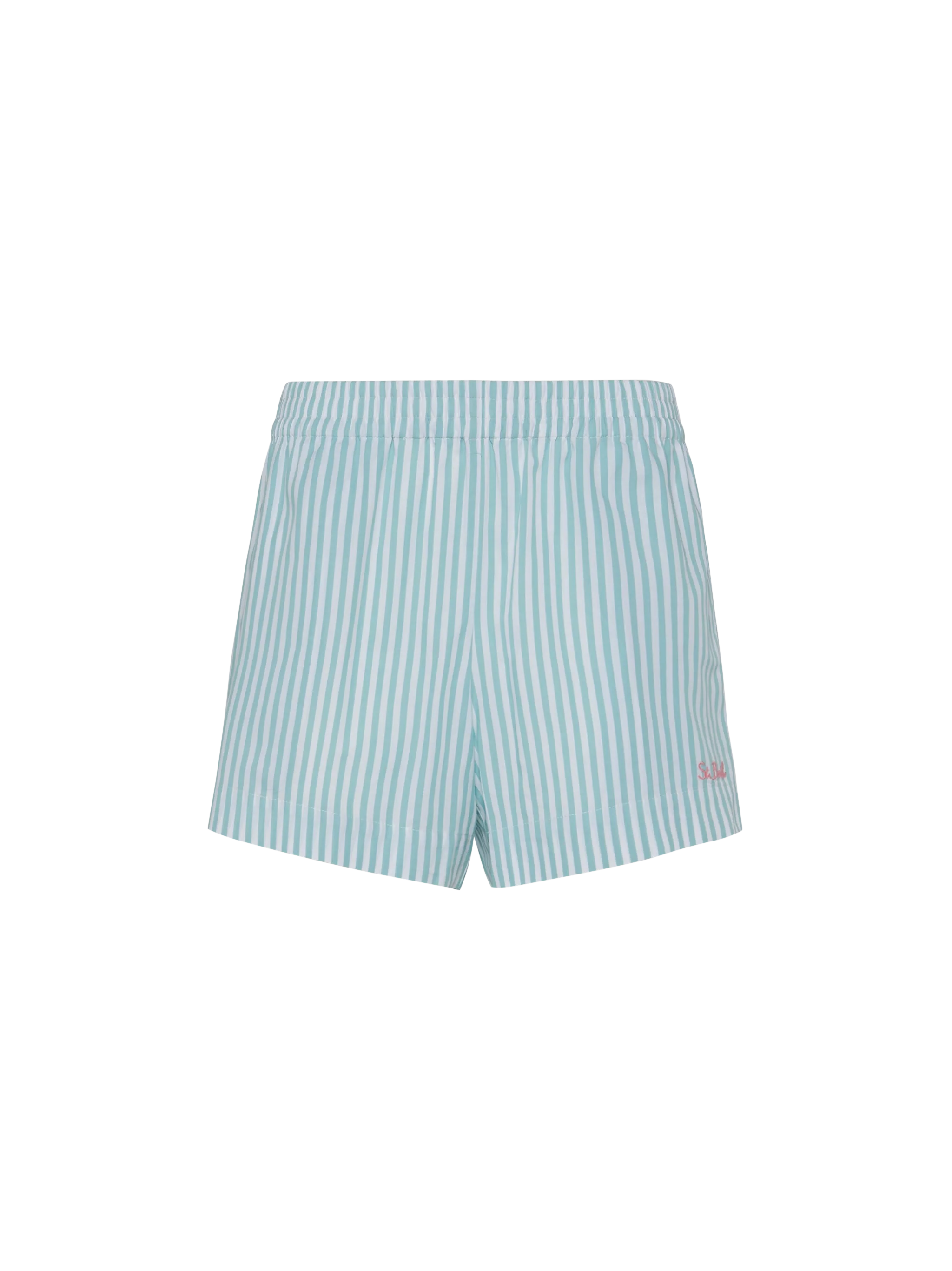 Meave cotton poplin pull up shorts with striped print - Image 5