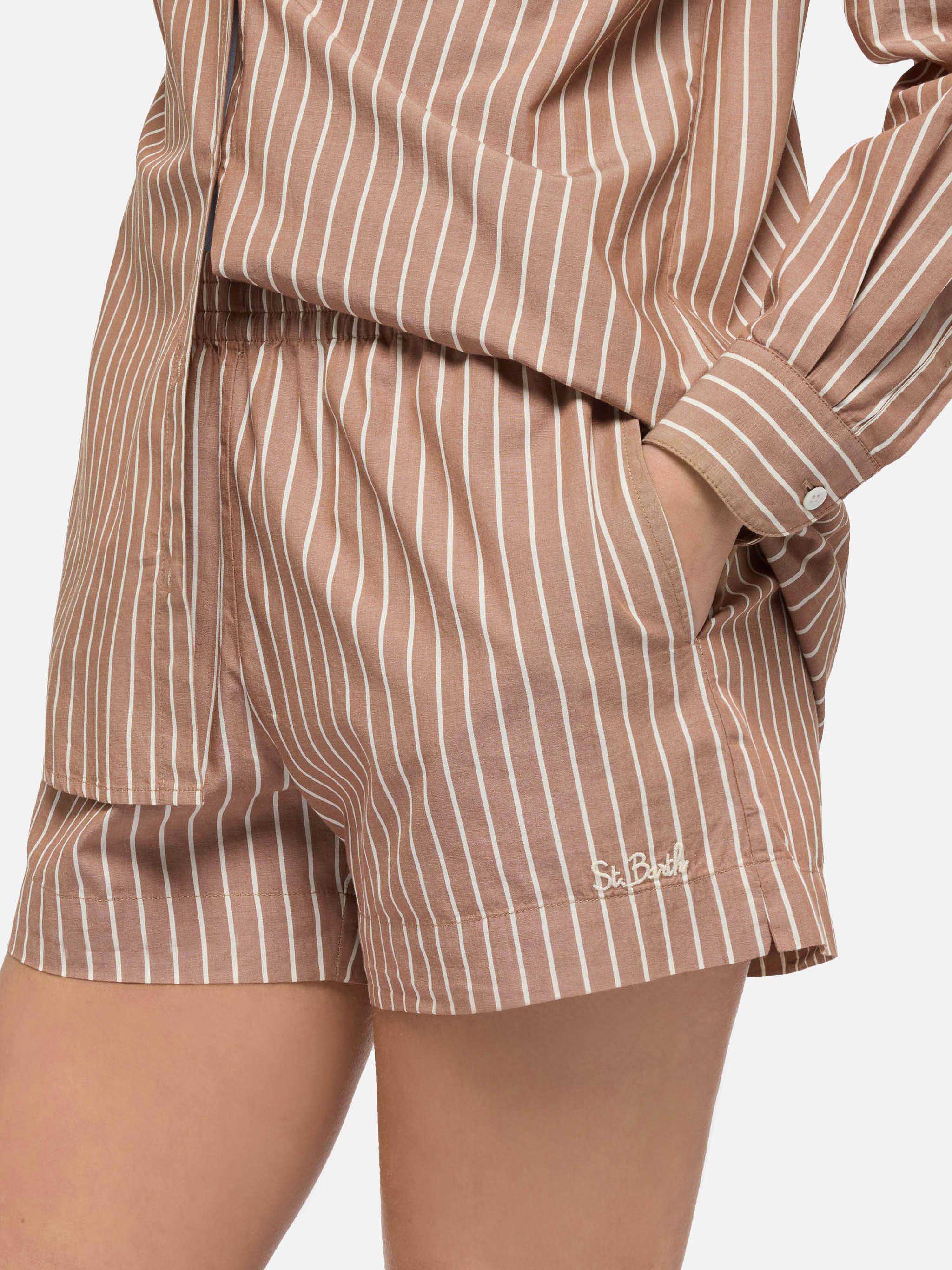Meave cotton poplin pull up shorts with striped print - Image 2