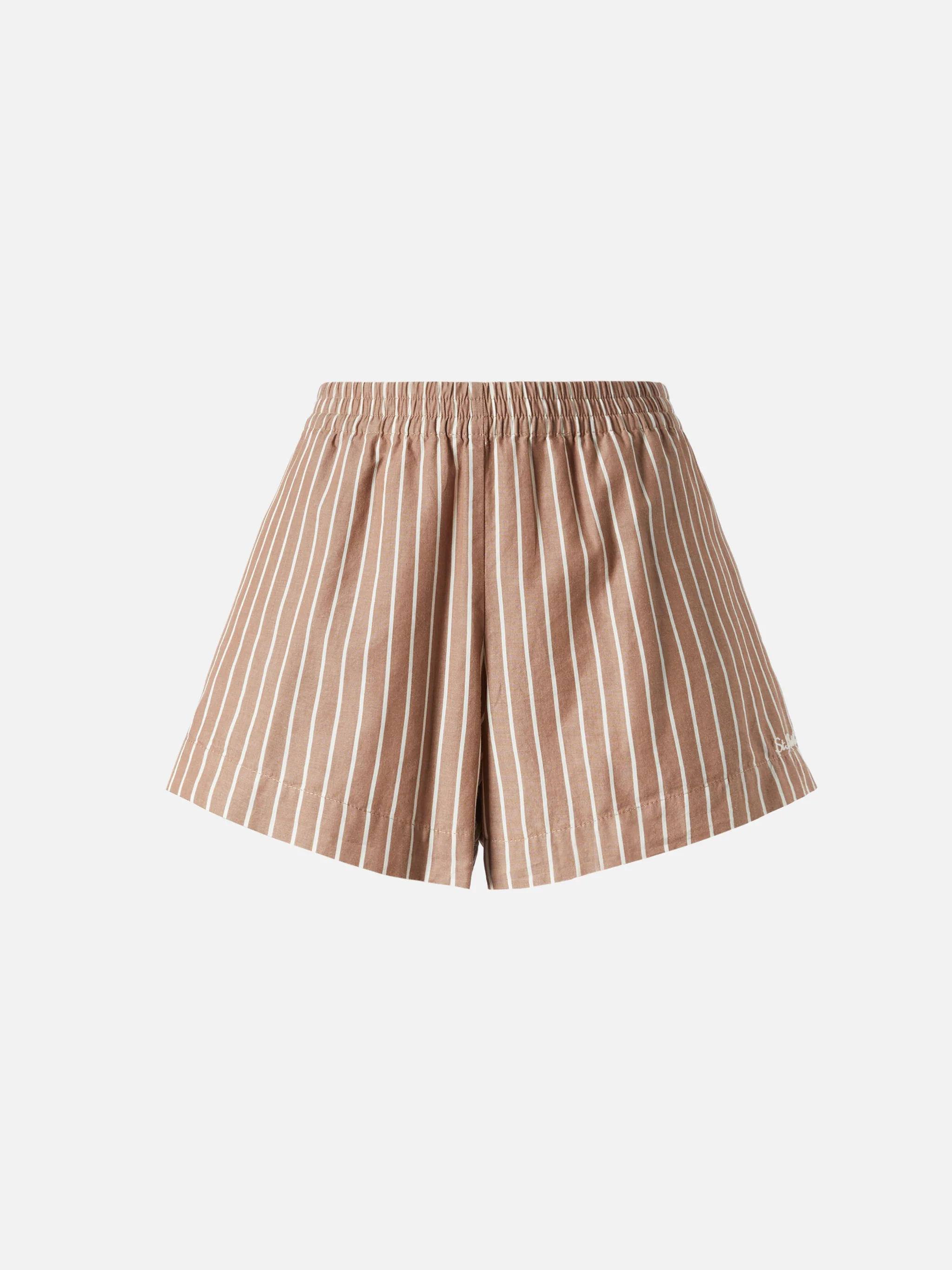 Meave cotton poplin pull up shorts with striped print - Image 5