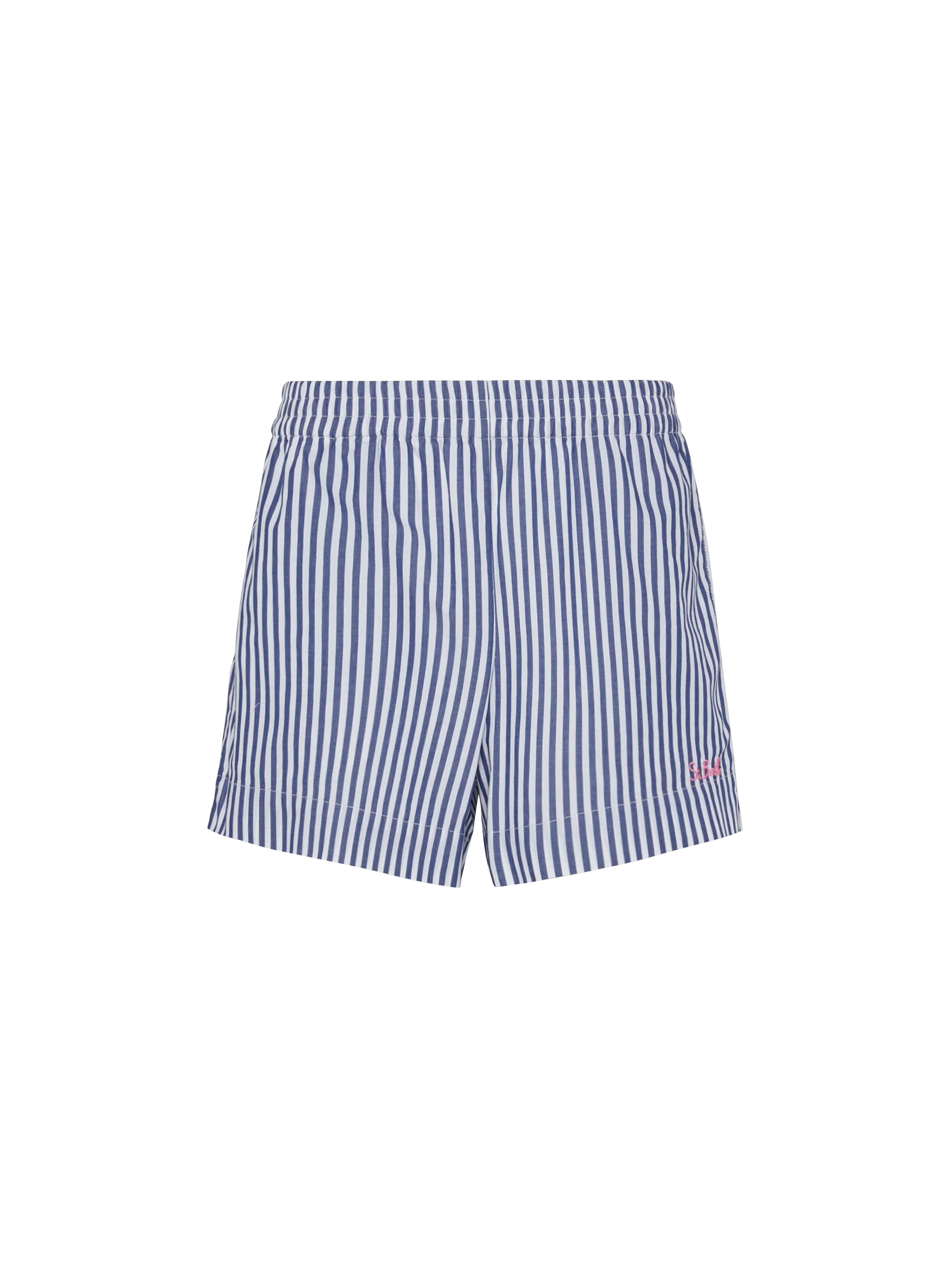 Meave cotton popline pull up shorts with striped print - Image 5