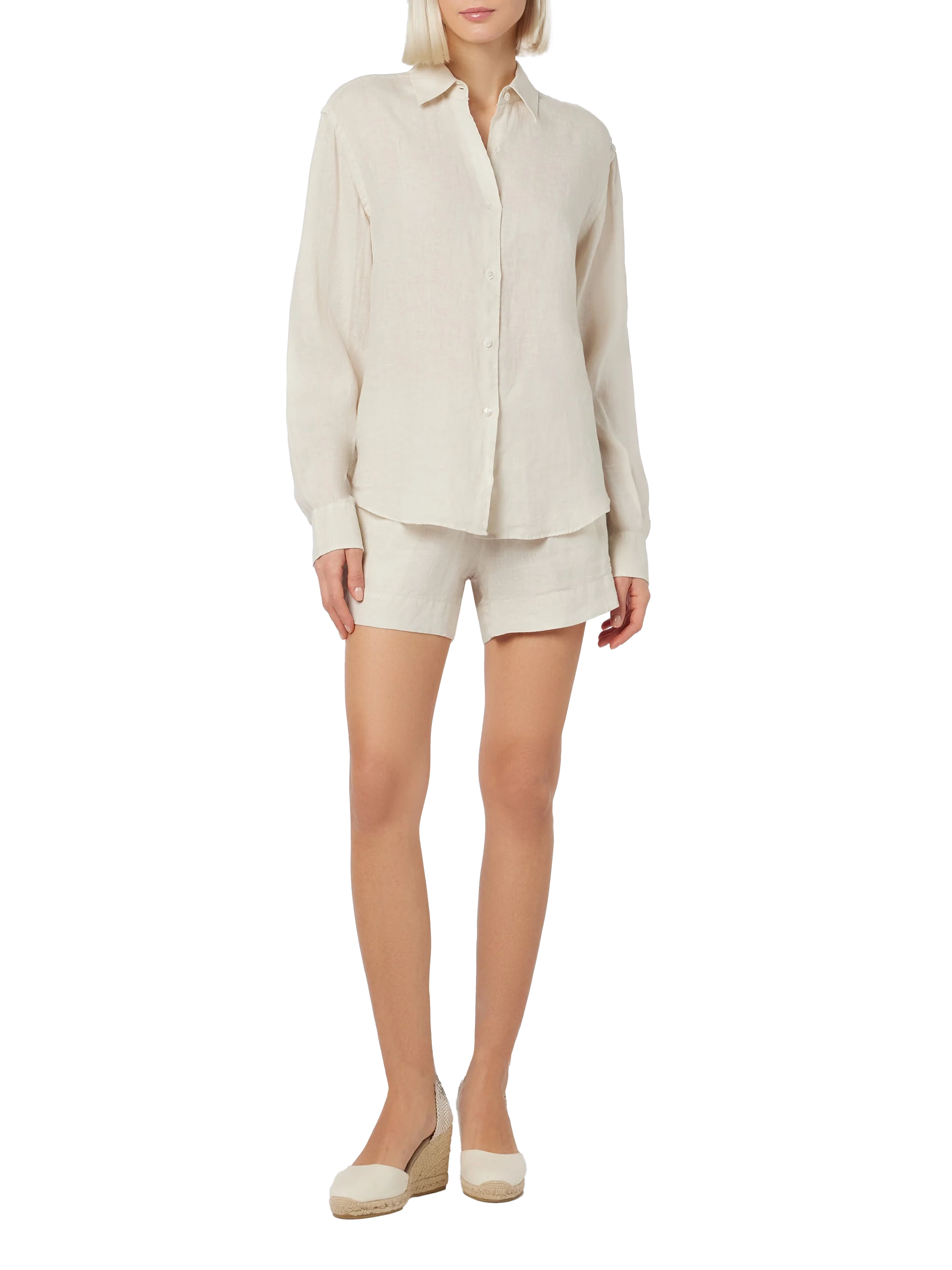 Meave cream linen pull up shorts - Image 4