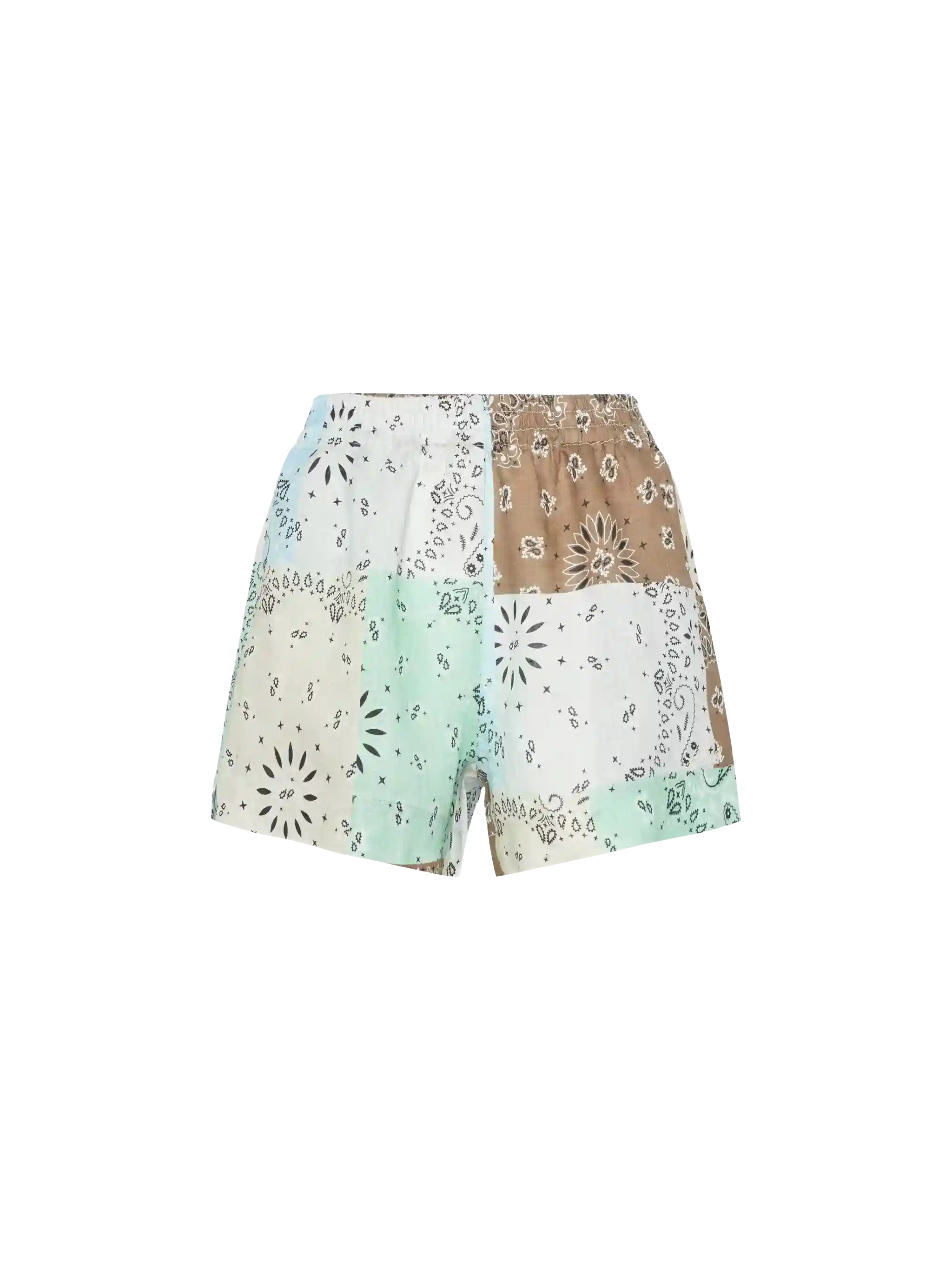 Meave linen pull up shorts with bandana patch print - Image 5