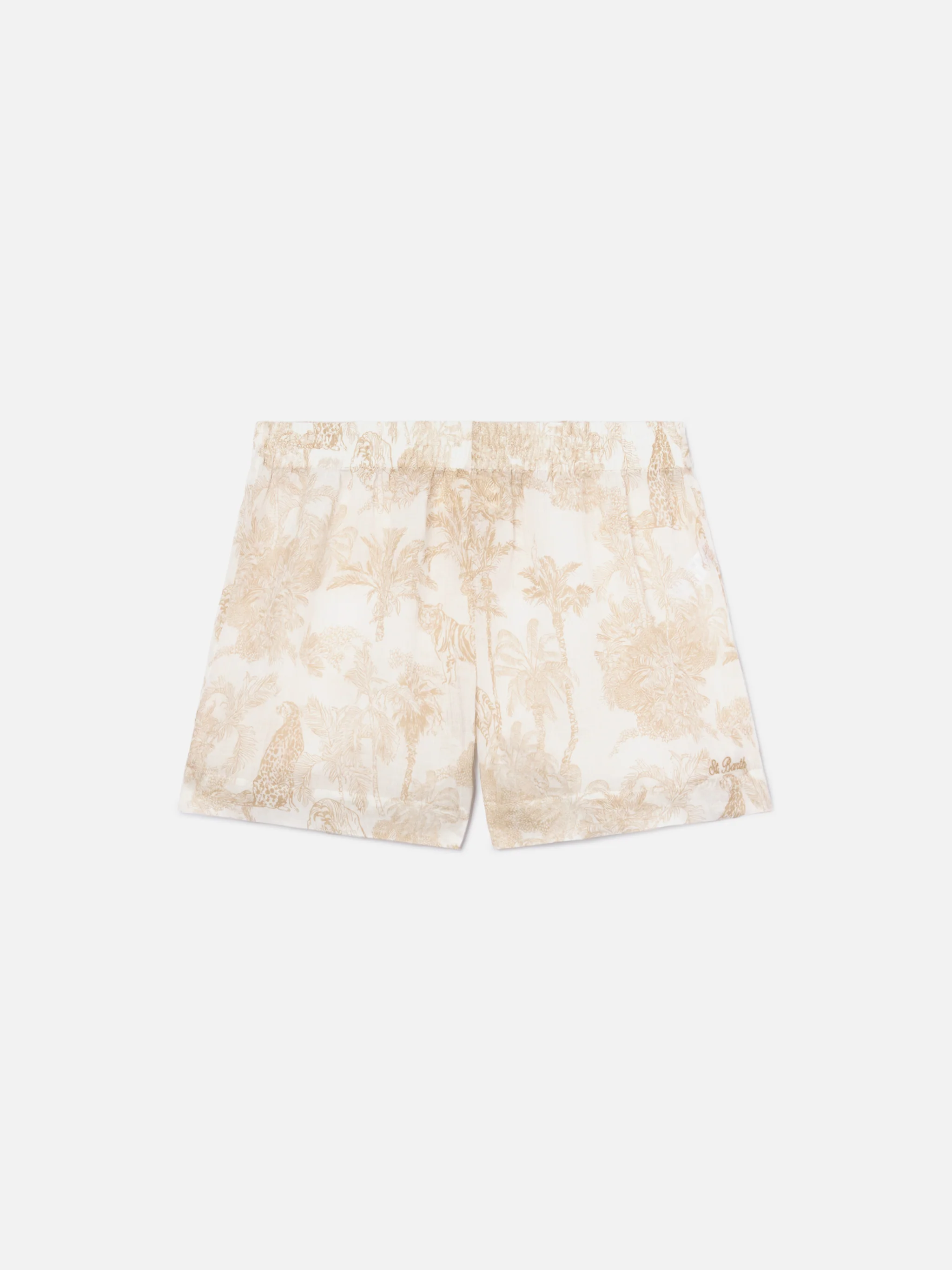 Meave ramie shorts with beige toile de Jouy print - Image 5