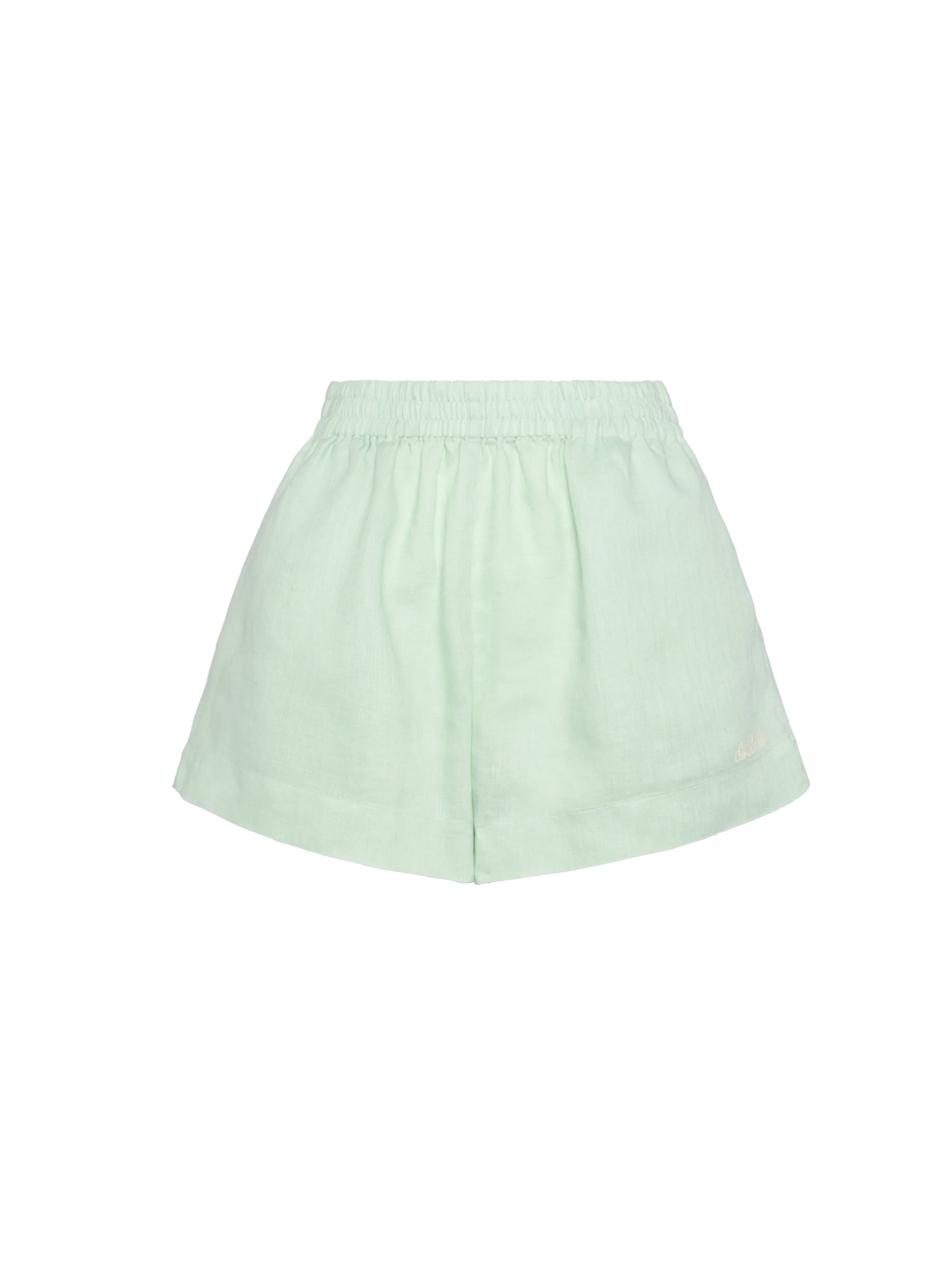 Meave sage green linen pull up shorts - Image 5