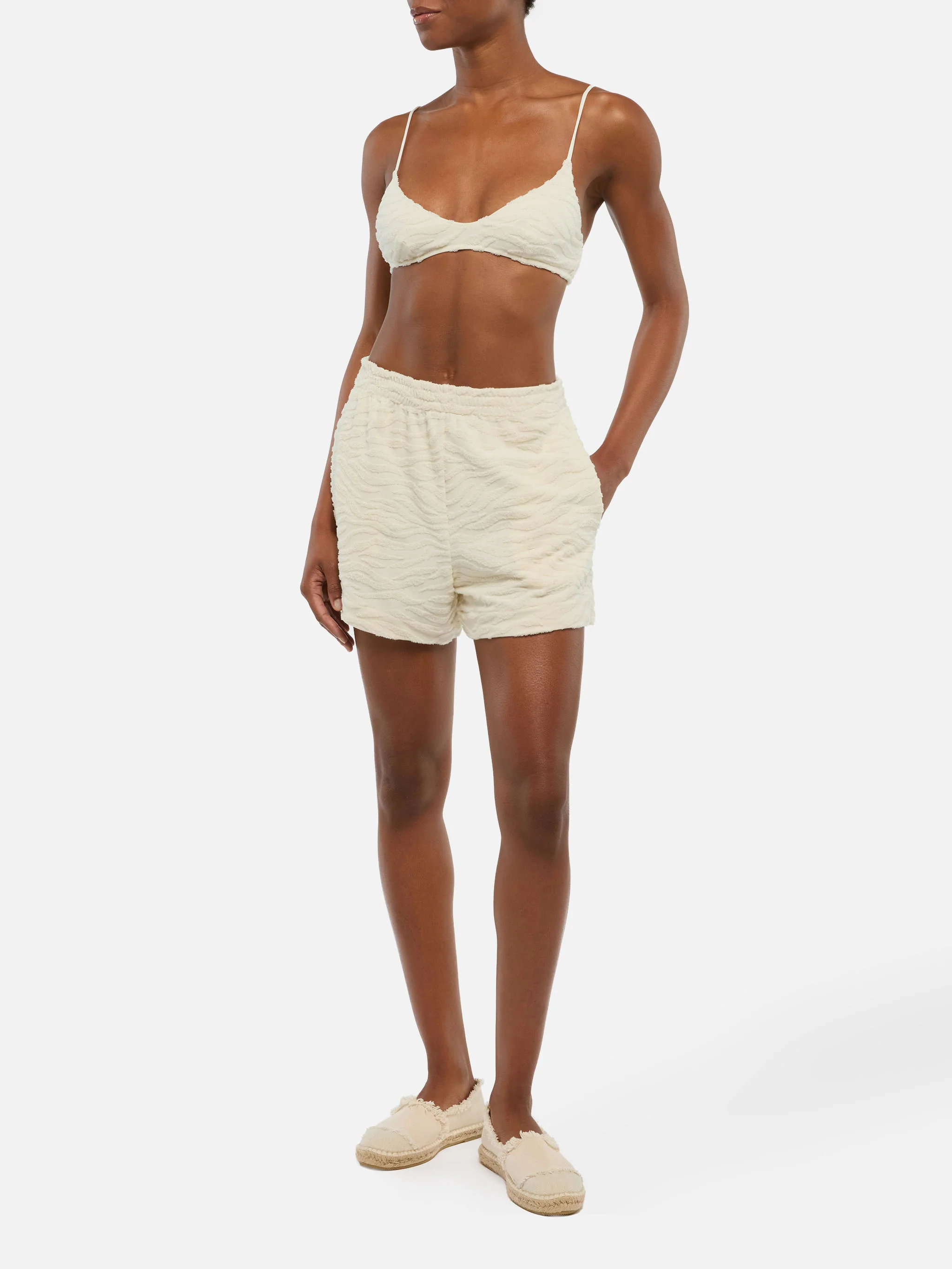 Meave terry cotton pull up shorts with zebra embossed pattern - Image 2
