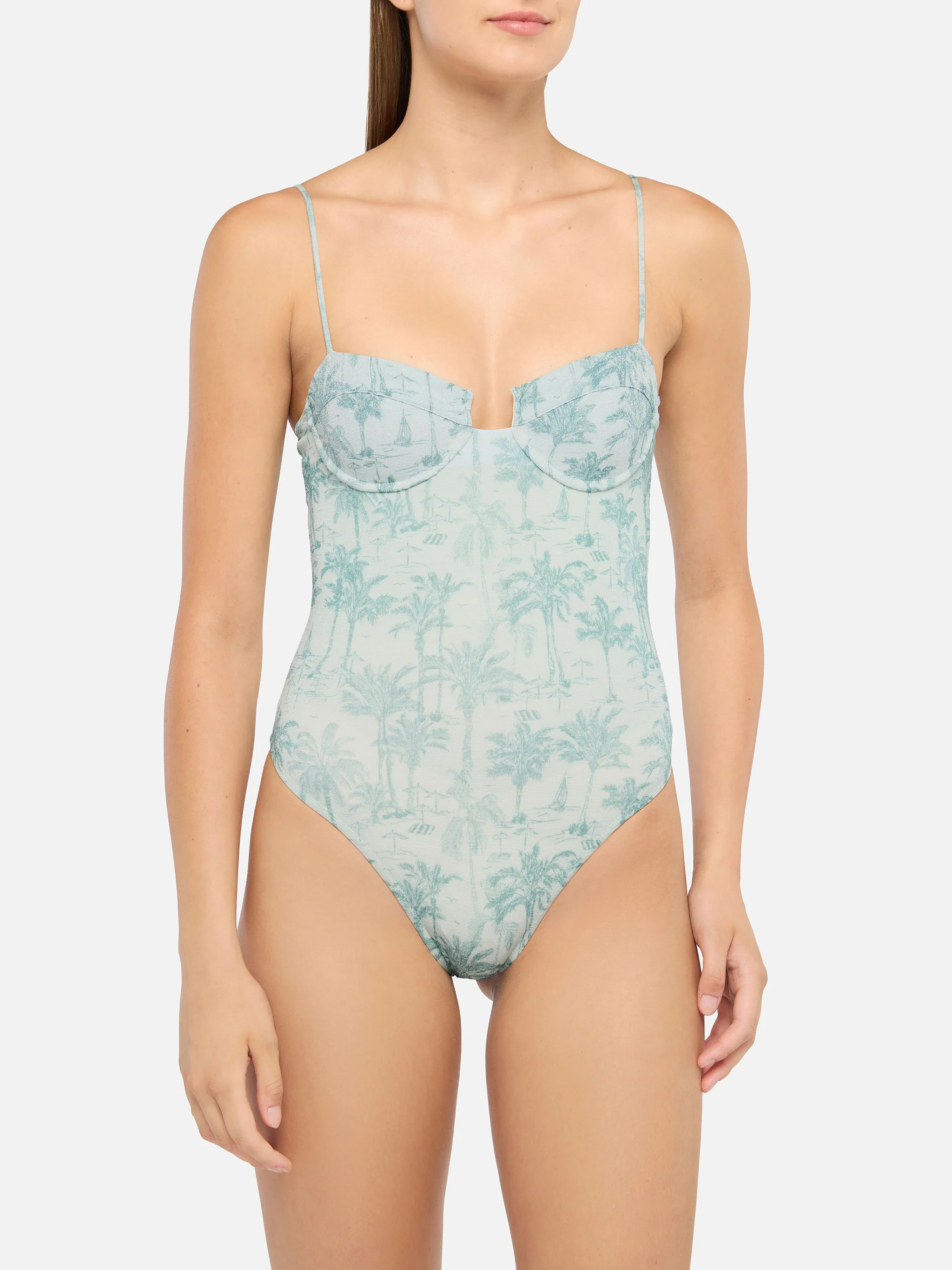 Medea lurex underwired one-piece swimsuit with toile de jouy print - Image 2