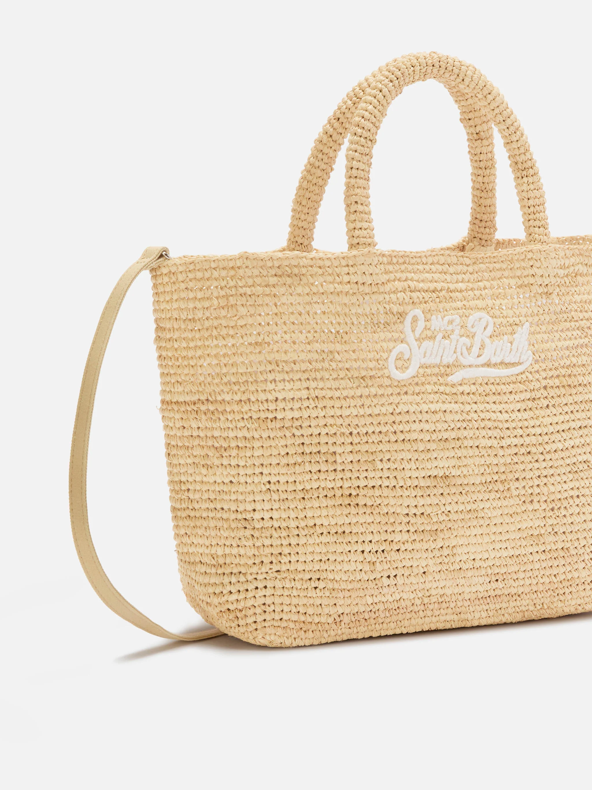 Medium Beach raffia bag with embroidered logo - Image 3