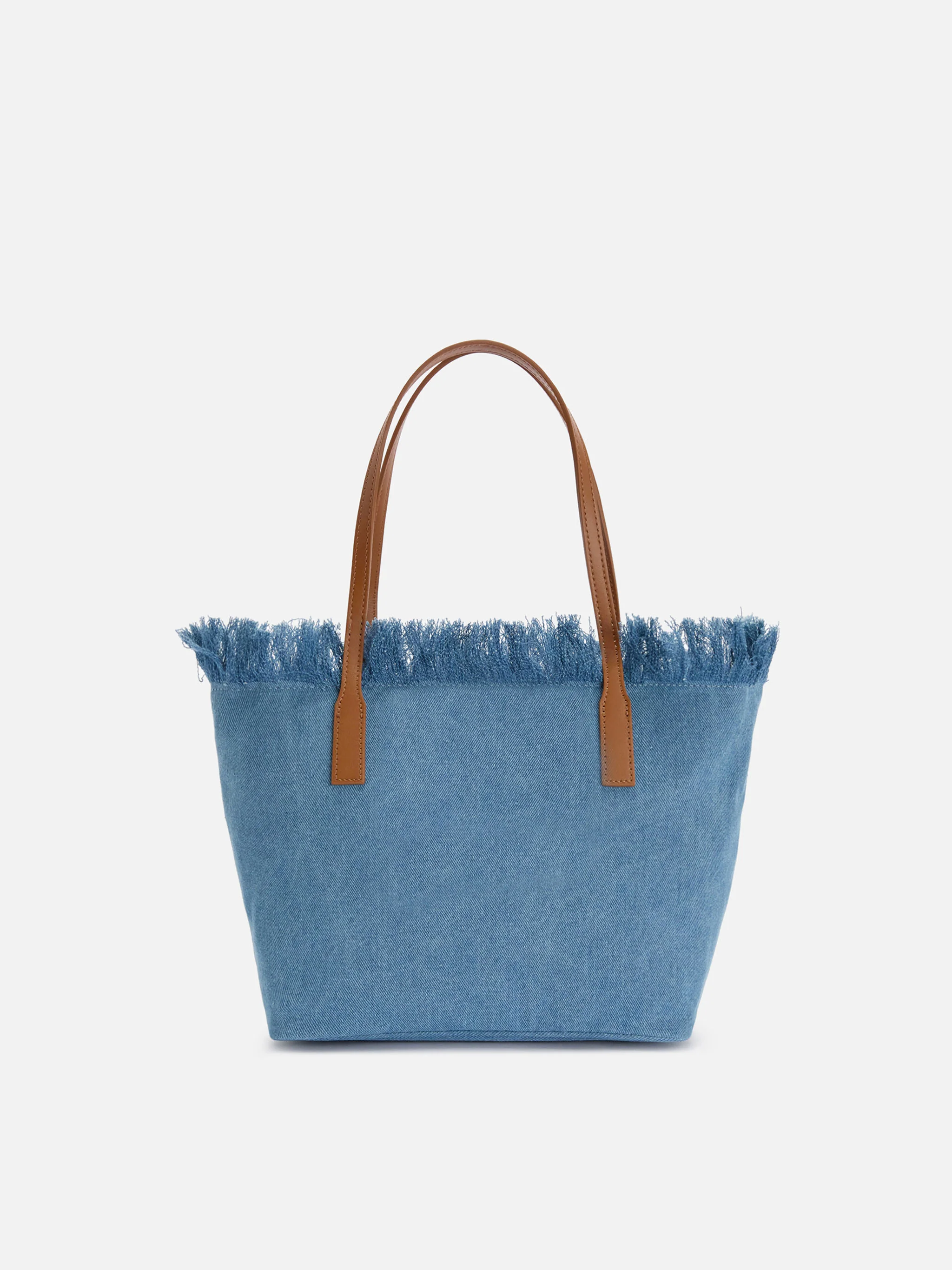 Medium City shopper bag in denim fabric with fringes - Image 4