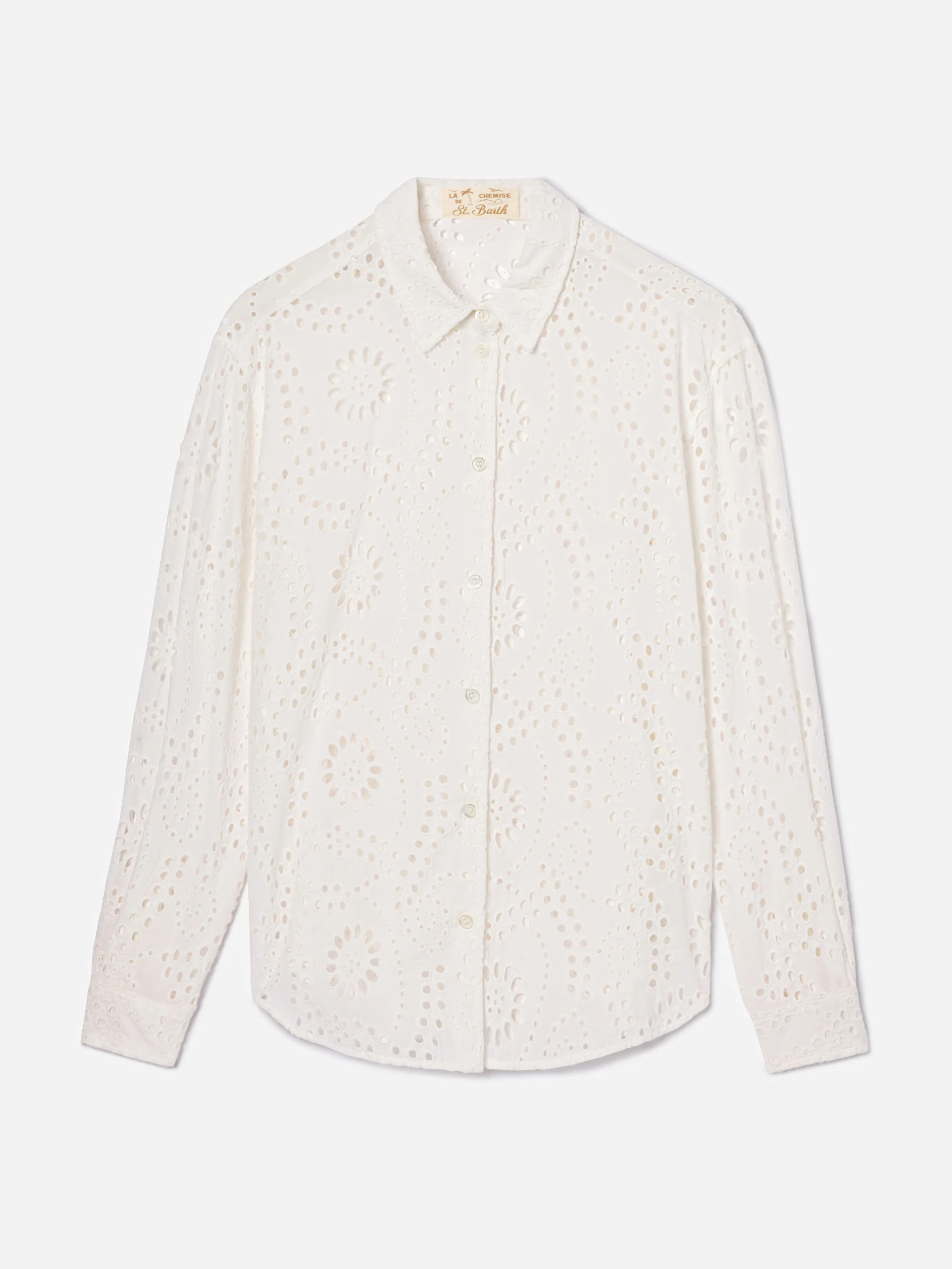 Meredith broderie anglaise cotton shirt in white - Image 4