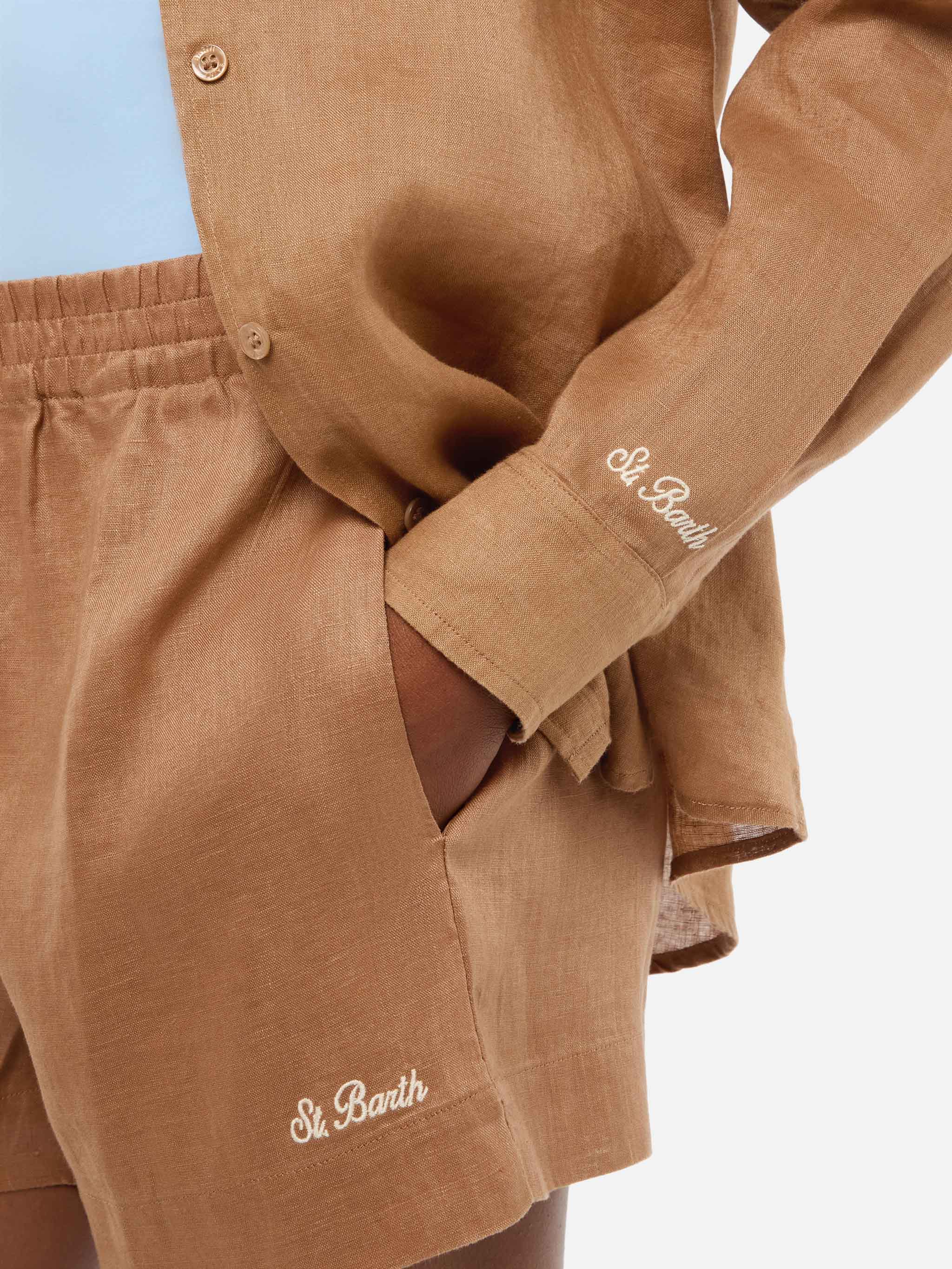 Meredith camel linen classic shirt - Image 2