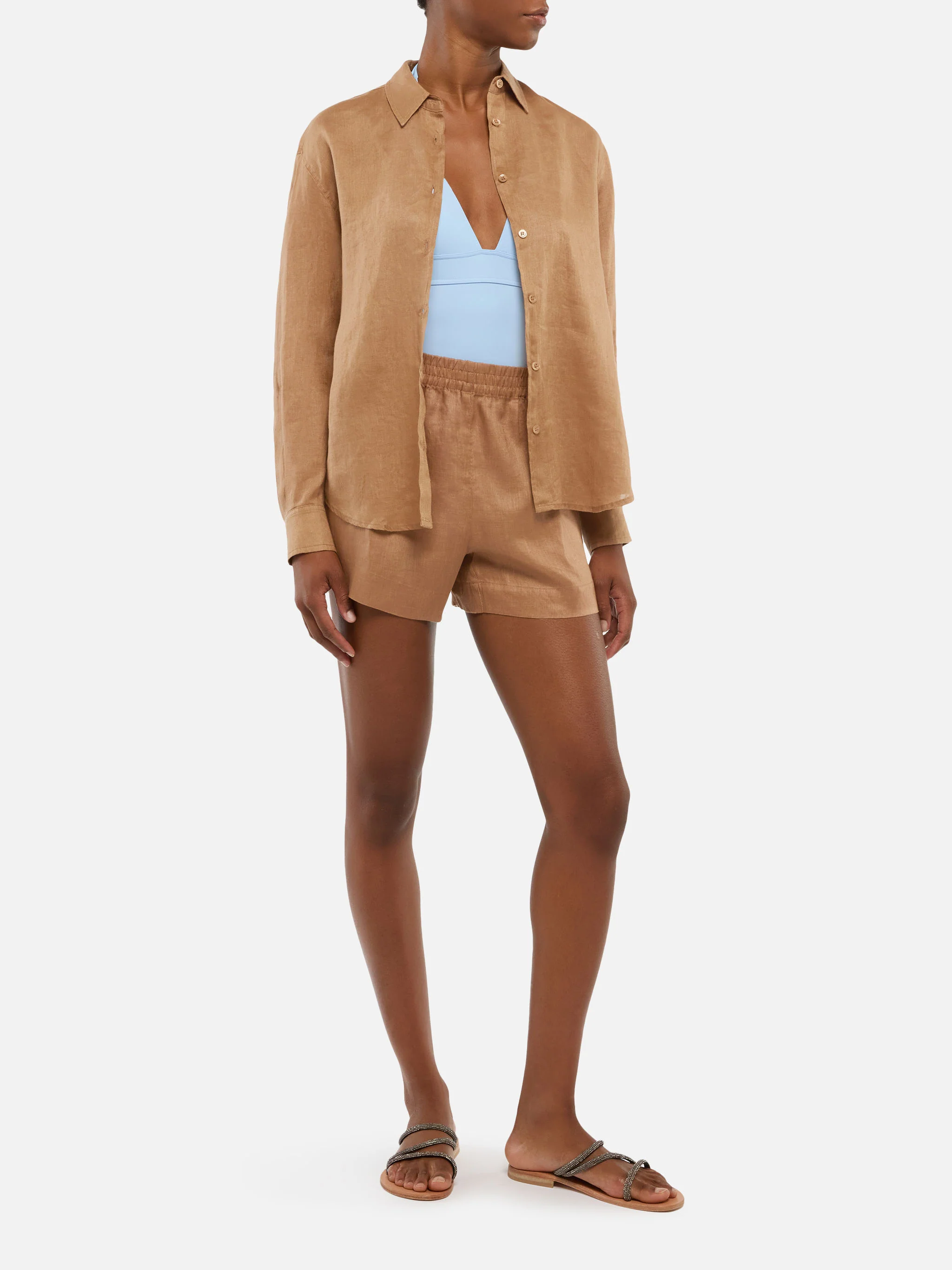 Meredith camel linen classic shirt - Image 4