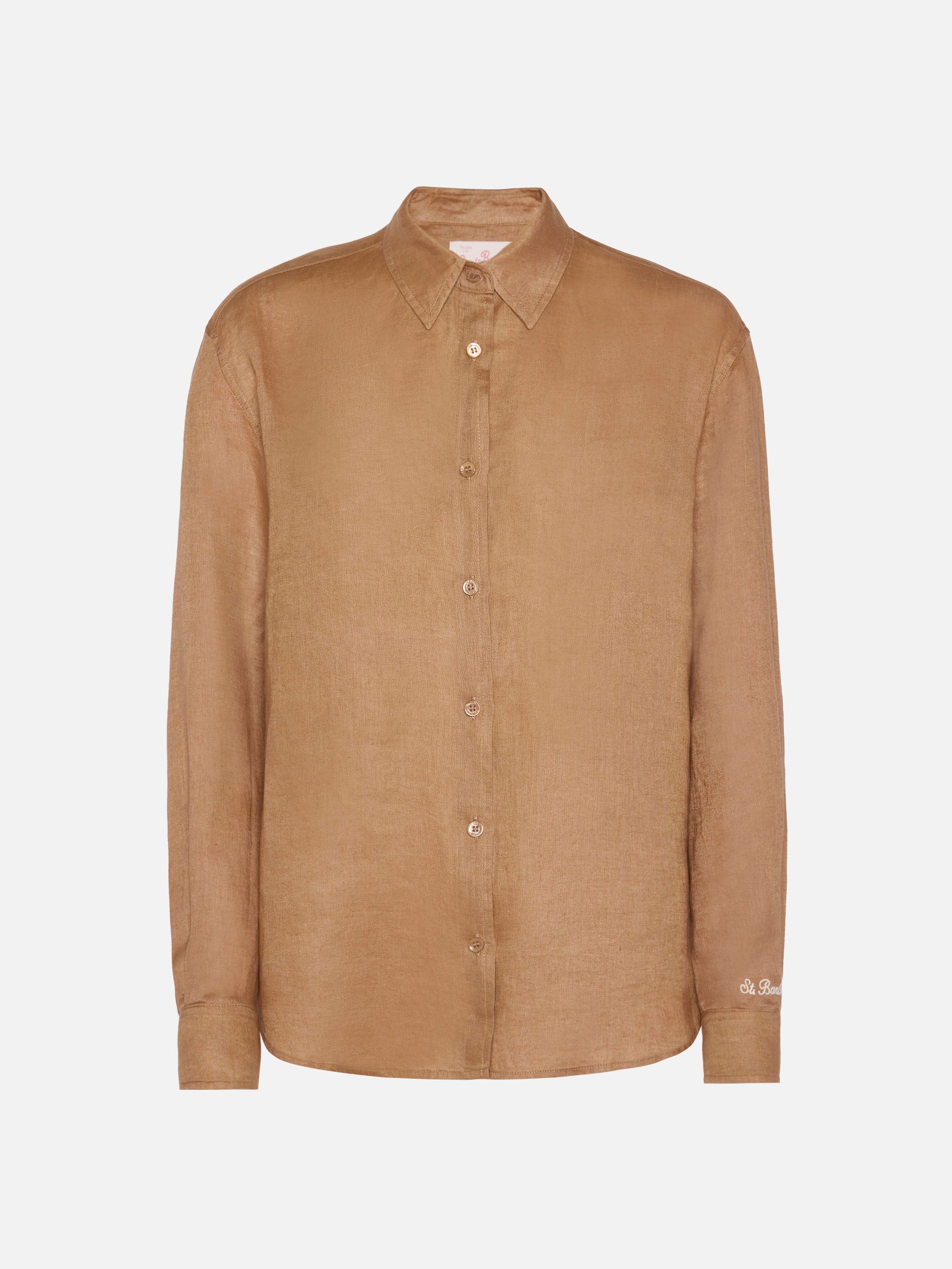 Meredith camel linen classic shirt - Image 5