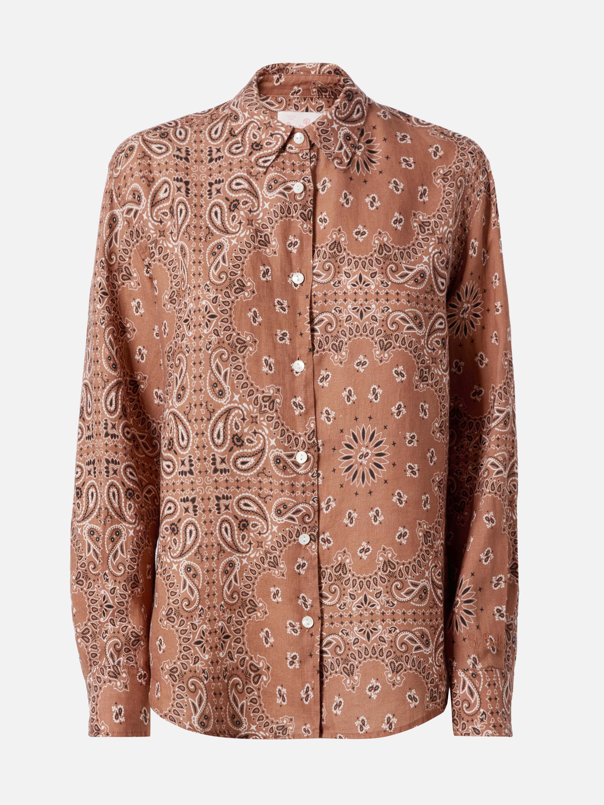 Meredith classic shirt with brown bandana print - Image 4