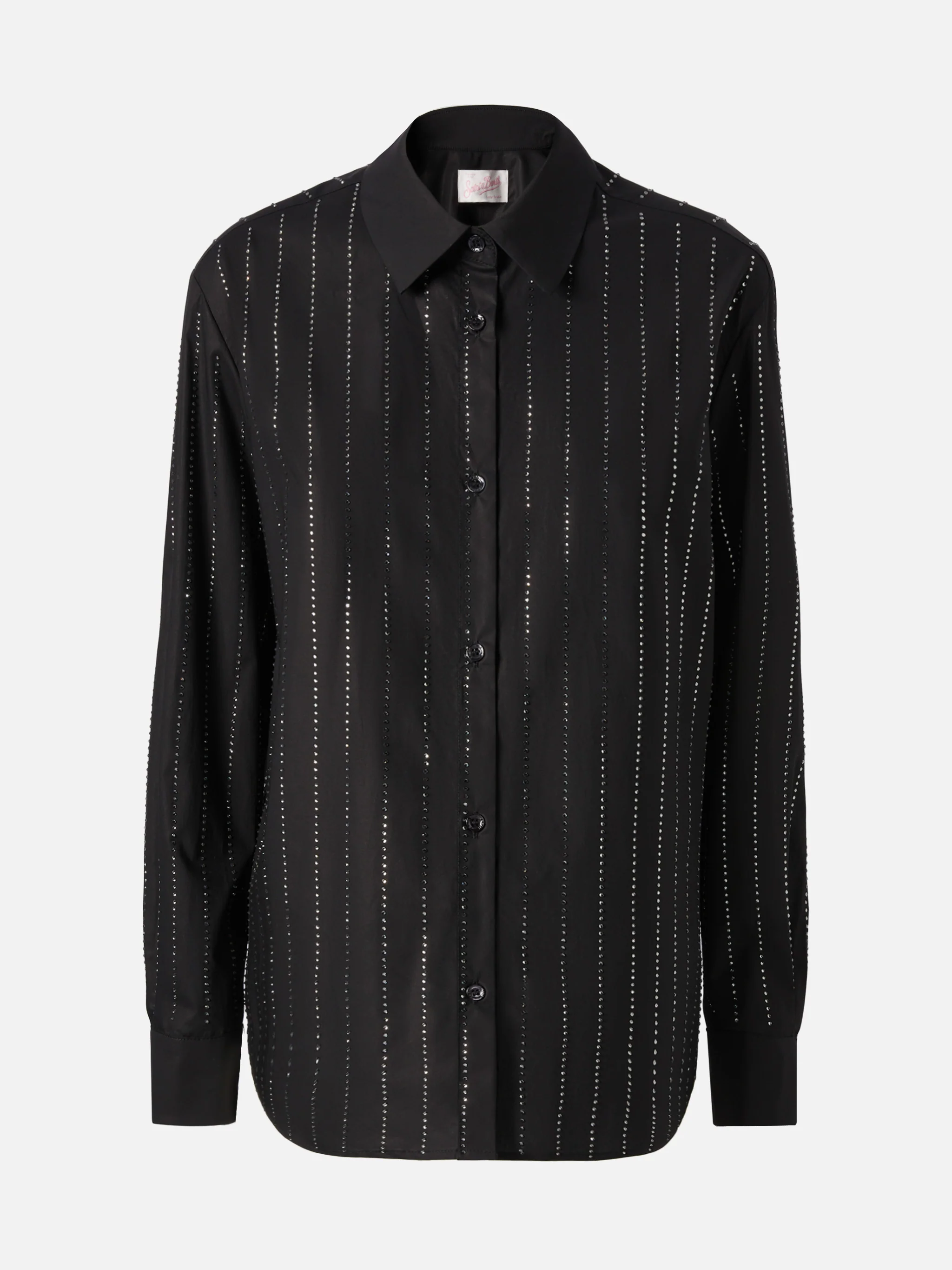 Meredith cotton popeline classic shirt with striped rhinestone embellishment - Image 5