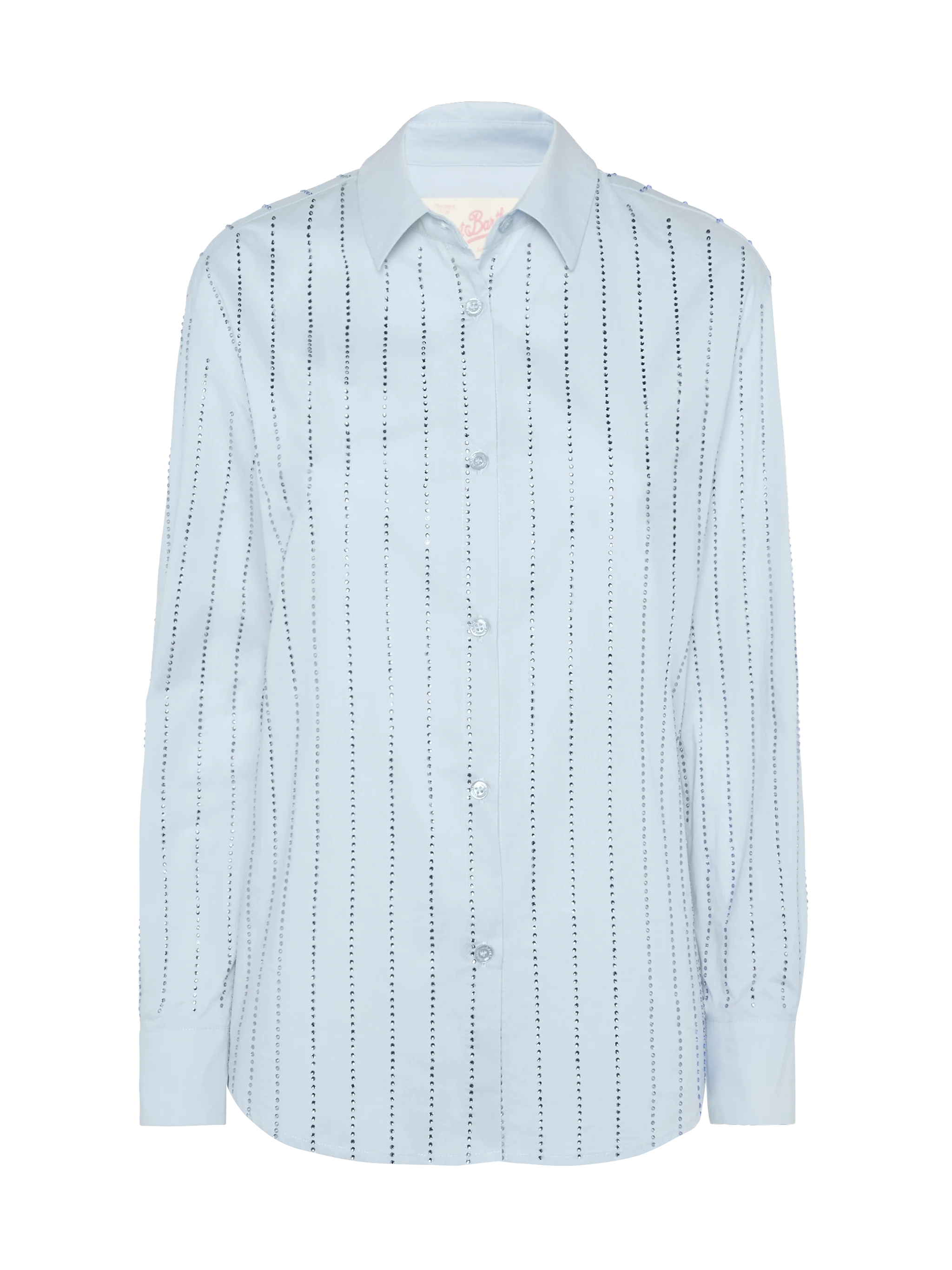 Meredith cotton popeline classic shirt with striped rhinestone embellishment - Image 5