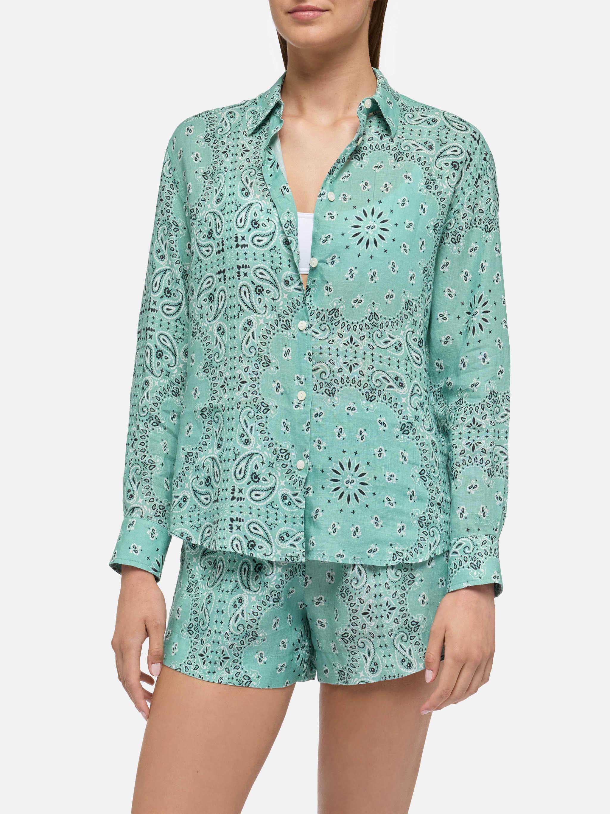 Meredith linen classic shirt with bandana print