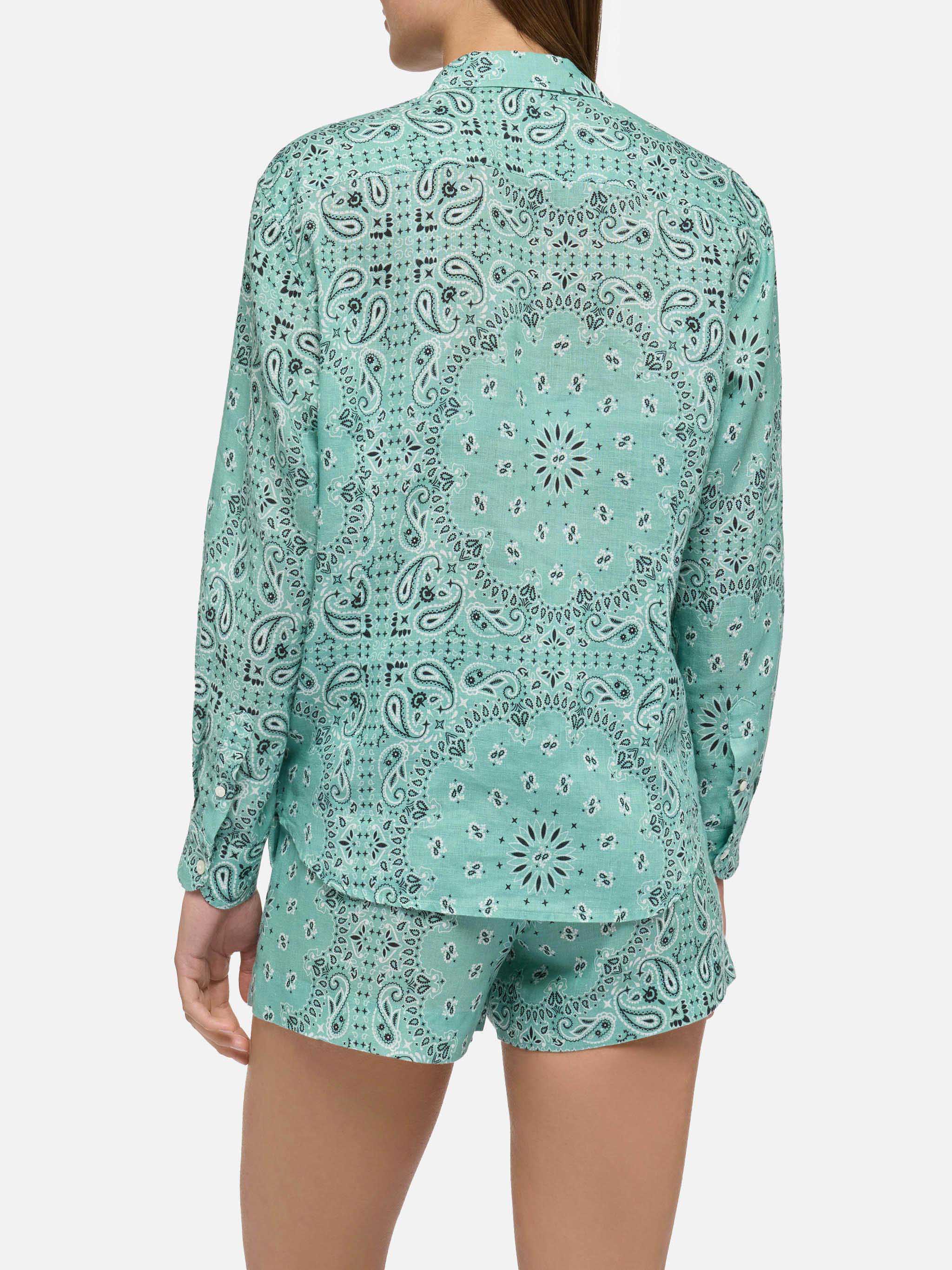 Meredith linen classic shirt with bandana print - Image 3