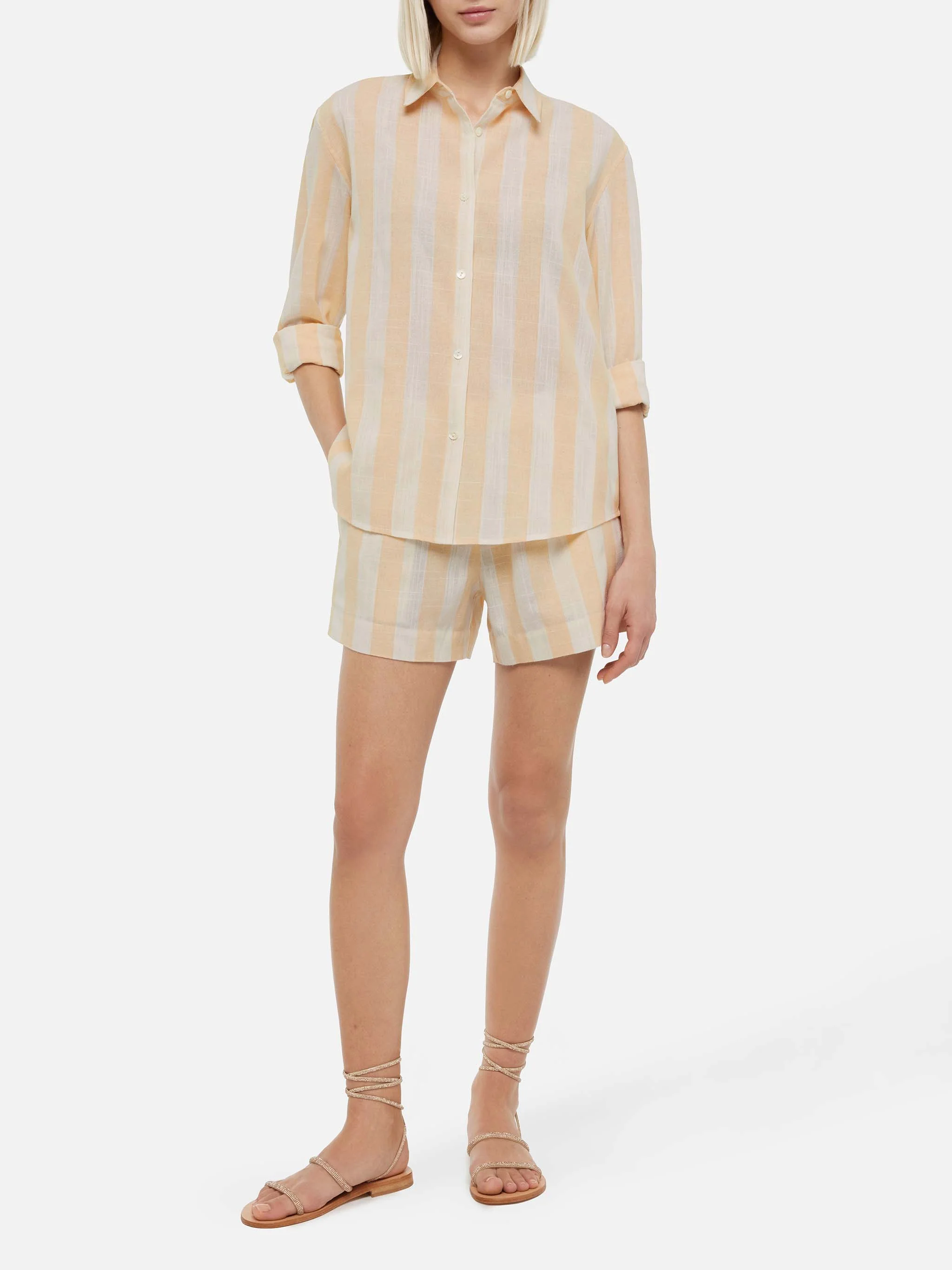 Meredith classic shirt with beige striped print - Image 4